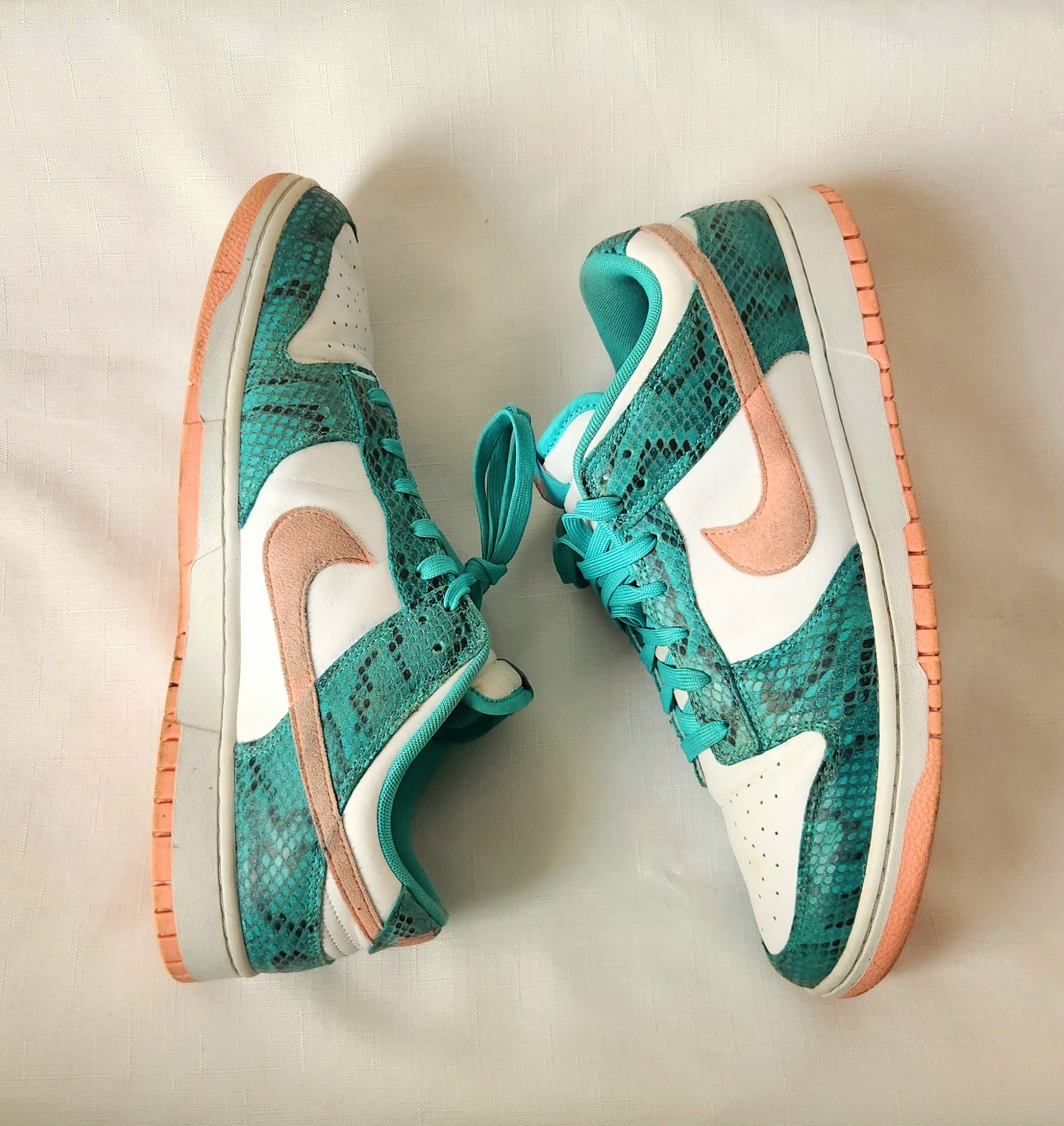 Nike Nike Dunk Low Snakeskin Washed Teal Bleached Coral size 13 Size US 13 / EU 46 - 4 Thumbnail