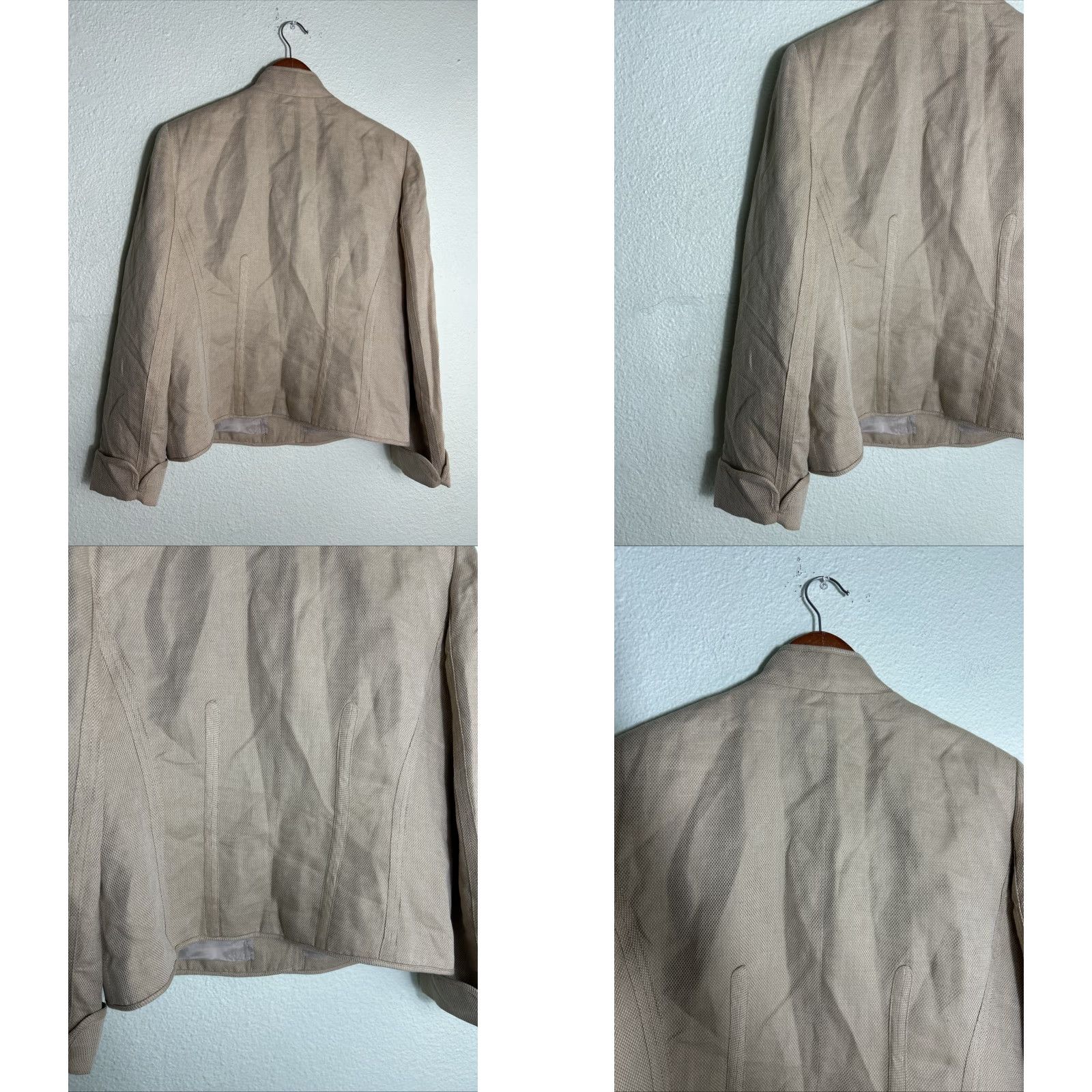 Evan Picone VINTAGE Evan Picone Coat Blazer Womens Large Button Up Beige Linen Cotton Blend Size L / US 10 / IT 46 - 9 Thumbnail