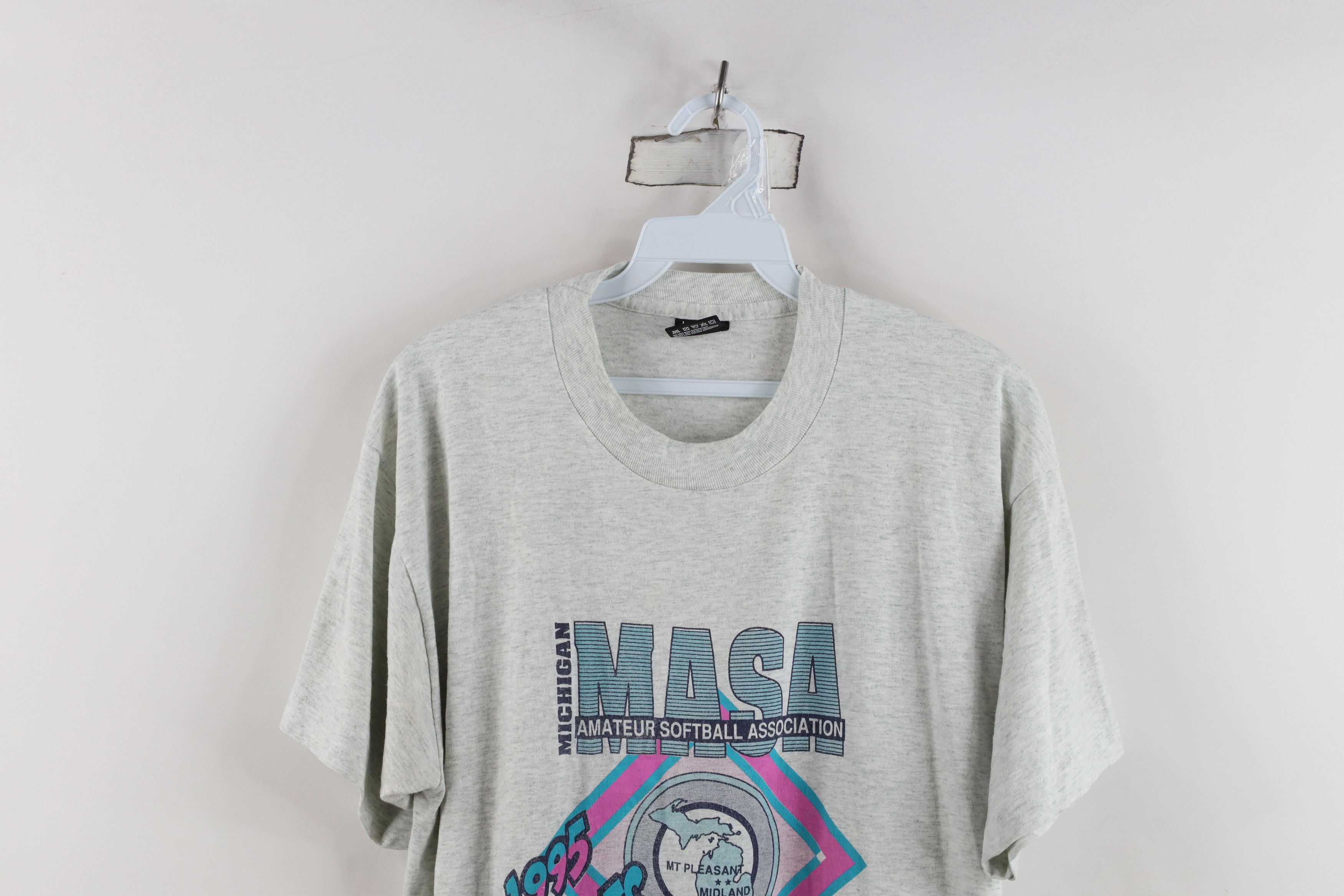 Vintage Vintage 90s MASA Michigan Amateur Softball T-Shirt USA Size L / US 10 / IT 46 - 2 Thumbnail
