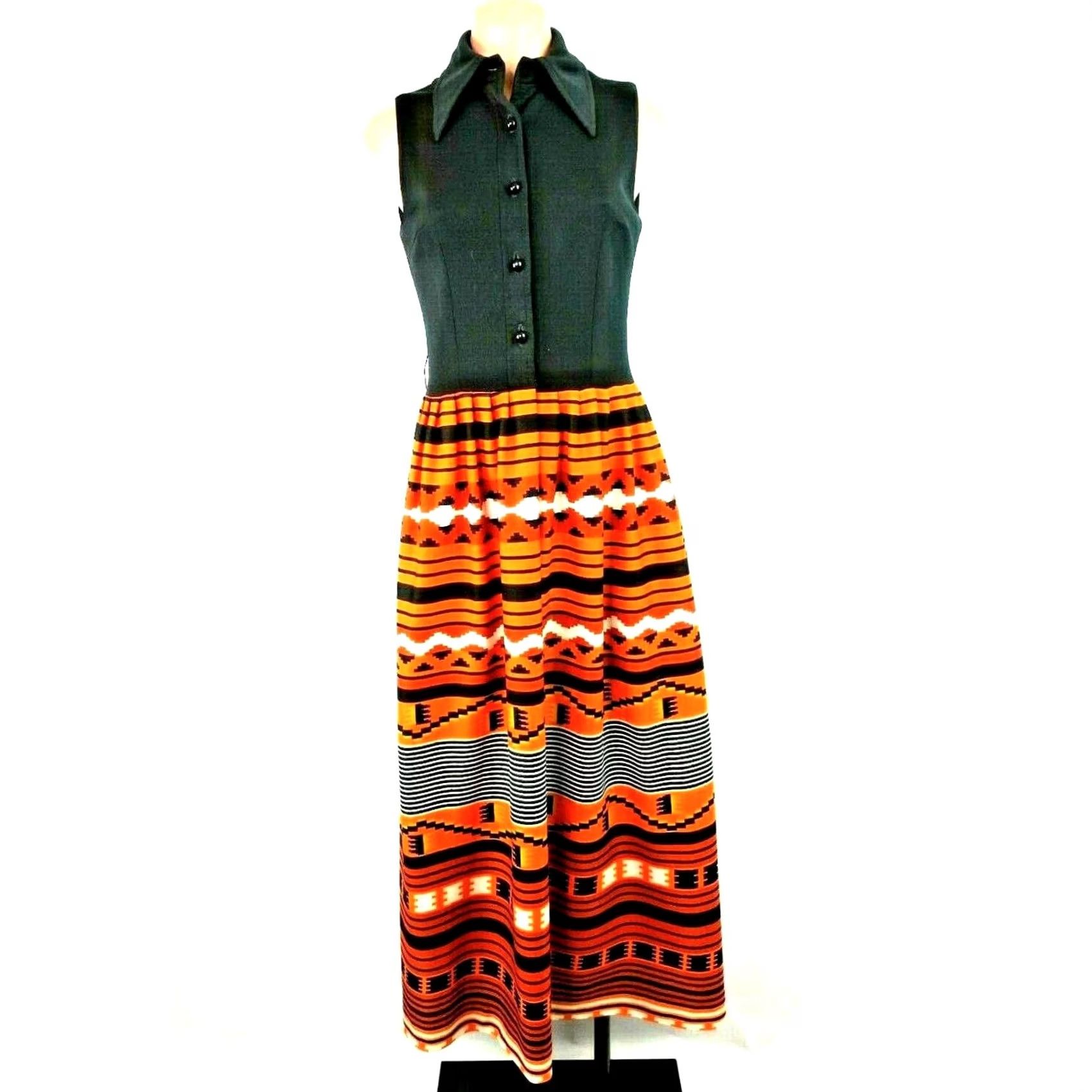 Vintage 70s Maxi Psychedelic Festival Dress Vintage XS/S Size XS / US 0-2 / IT 36-38 - 3 Thumbnail