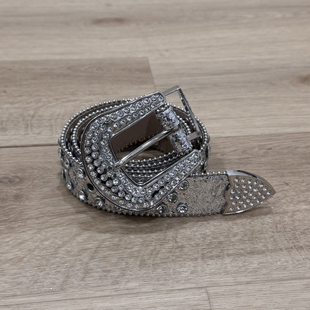Hysteric Glamour Crazy Rhinestones Leather B.B Simon Style Belt Size ONE SIZE - 2 Thumbnail