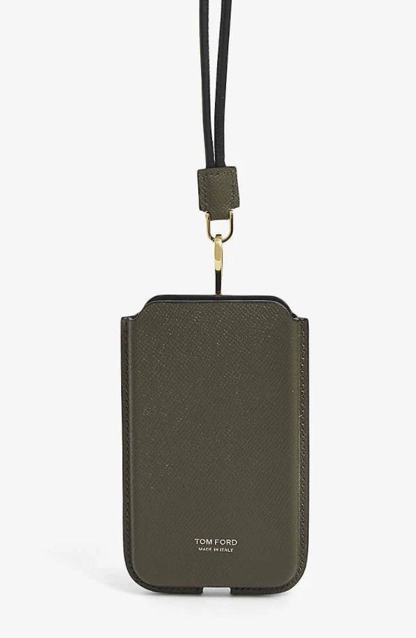 Tom Ford Tom Ford lanyard Case phone olive leather logo holder strap Size ONE SIZE - 5 Thumbnail