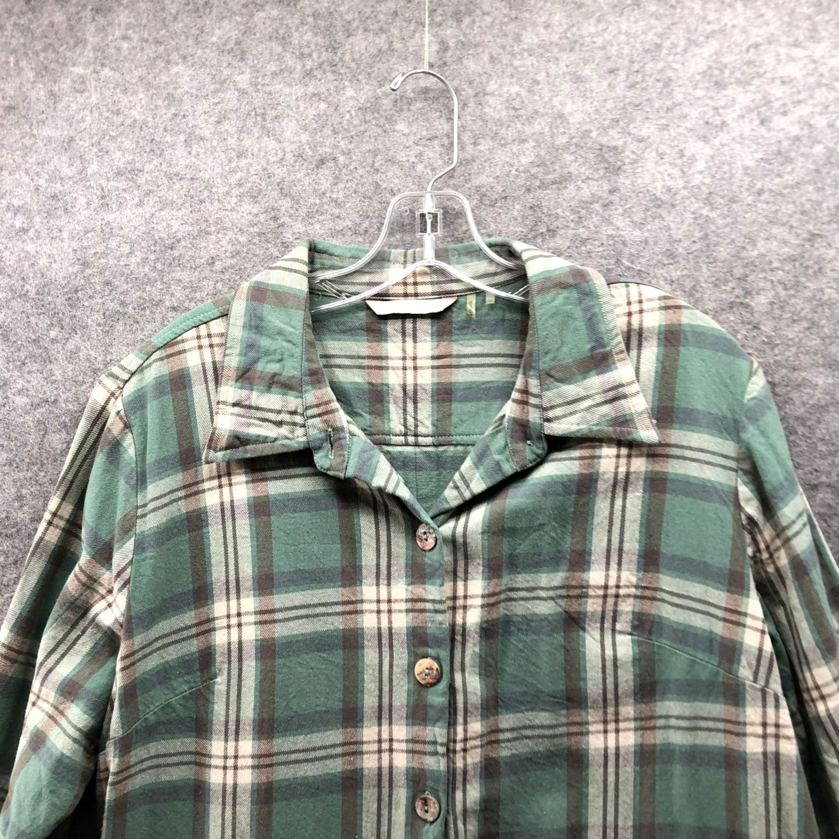 Soft Surroundings VINTAGE Soft Surroundings Flannel Shirt Jacket Womens XL Green Plaid Cotton Pockets Size XL / US 12-14 / IT 48-50 - 5 Thumbnail