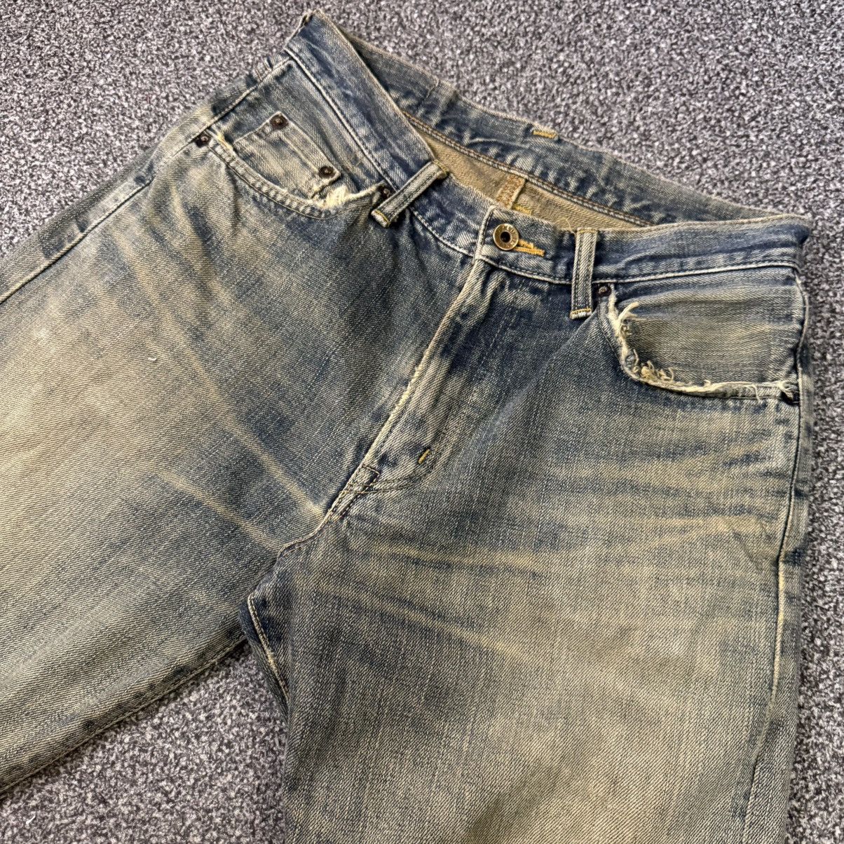 If Six Was Nine Vtg Archival Selvedge Edwin 505xx Thrashed Distressed Mud Size US 29 - 3 Thumbnail