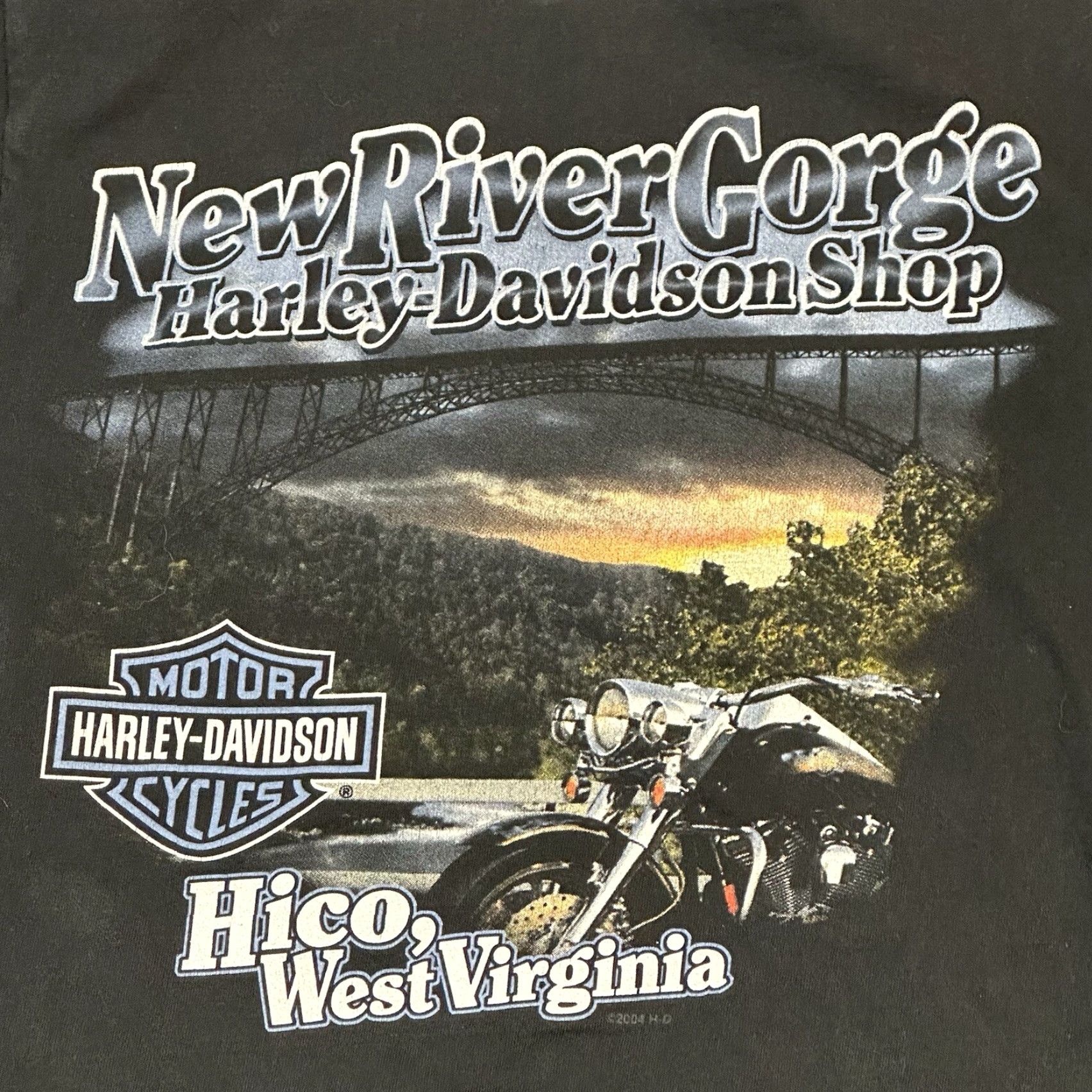 Harley Davidson Harley-Davidson American Legend Tee New River Gorge Women's Small USA Made T-Shirt Casual Graphic Geared for Biker Moto USA Womens Small Size S / US 4 / IT 40 - 2 Thumbnail