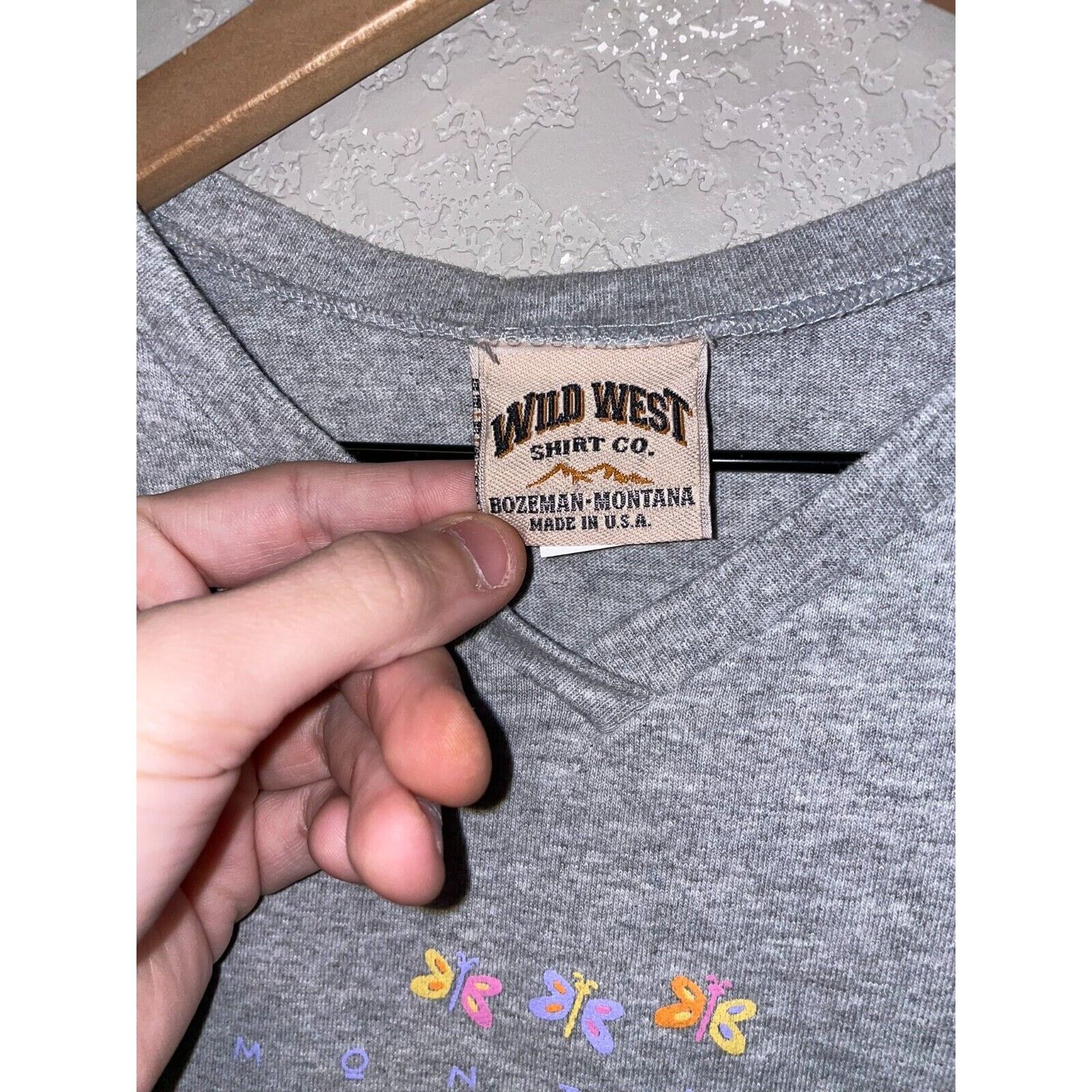 Vintage Womens Butterfly Shirt Top Tee Gray Montana Trio 90s Medium Size M / US 6-8 / IT 42-44 - 6 Thumbnail