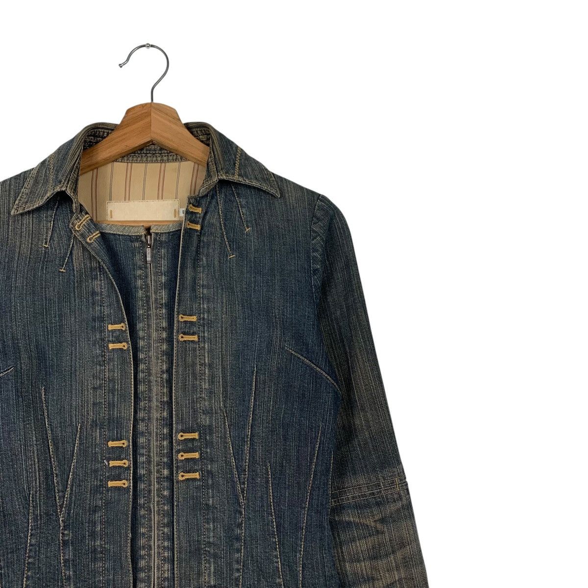 Japanese Brand Trashed Zipper Jeans Jacket Womens Denim Jacket #2061-C89 Size XS / US 0-2 / IT 36-38 - 5 Thumbnail