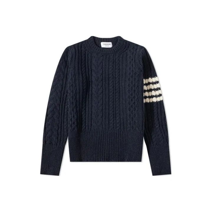 Thom Browne Thom Browne Signature Navy Crew Neck Sweater Size US S / EU 44-46 / 1 - 1 Thumbnail