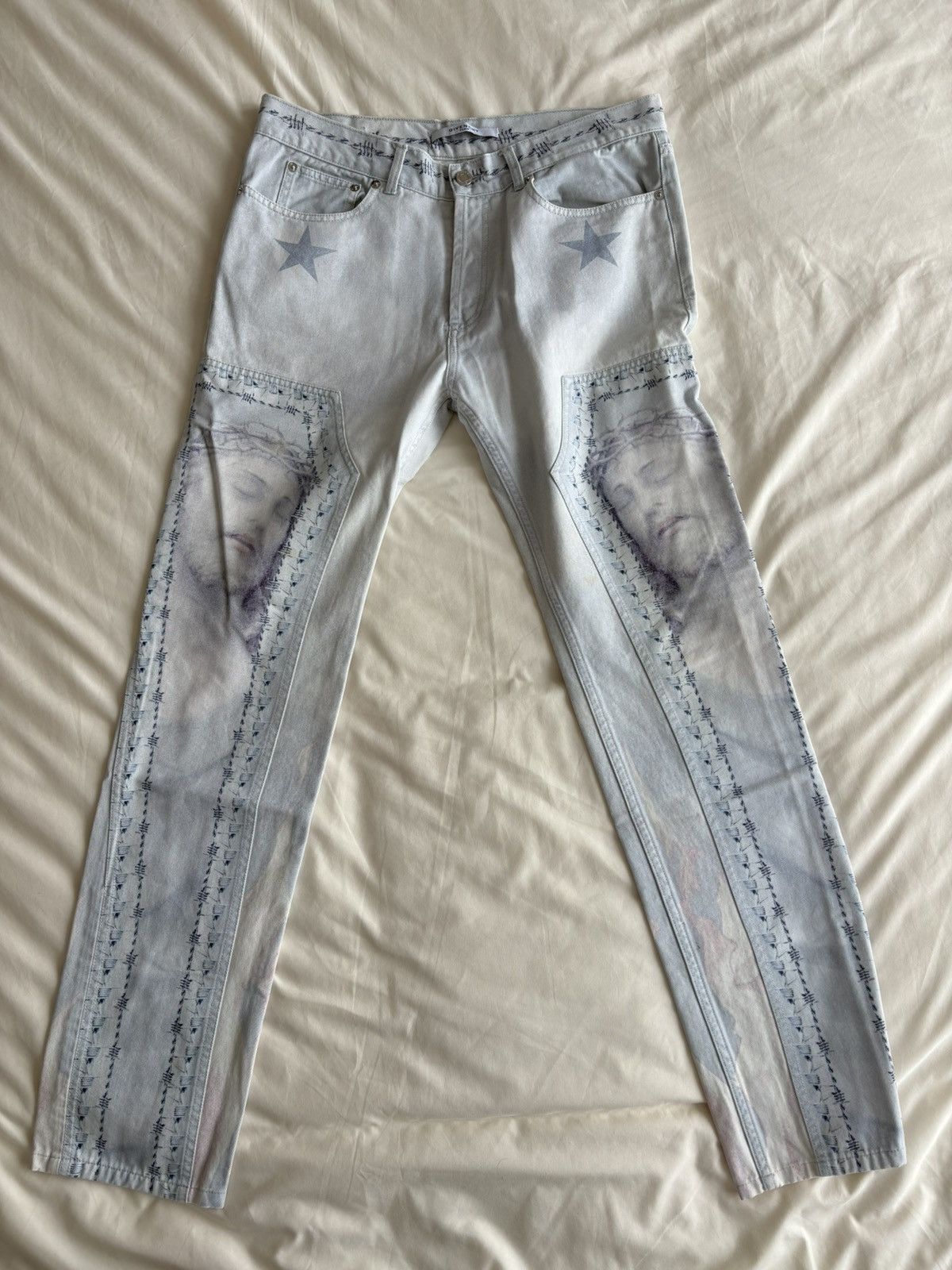 Givenchy 16ss 'Jesus in thorns' denim skinny jeans