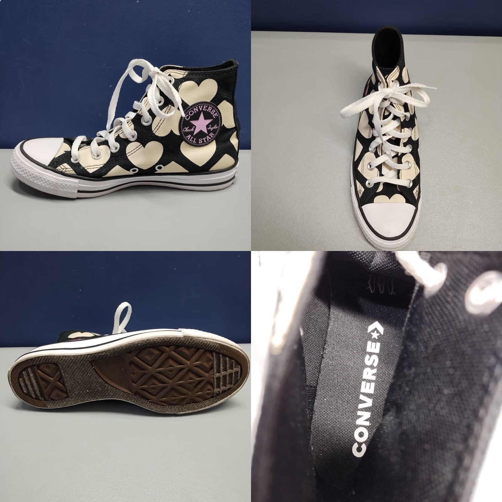 Converse Converse Chuck Taylor High Top Sneakers Womens Size 7 Black Multi Twisted Hearts - Size 7 Womens Converse High Top Sneaker Black Multi Twisted Hearts Size M / US 6-8 / IT 42-44 - 8 Thumbnail