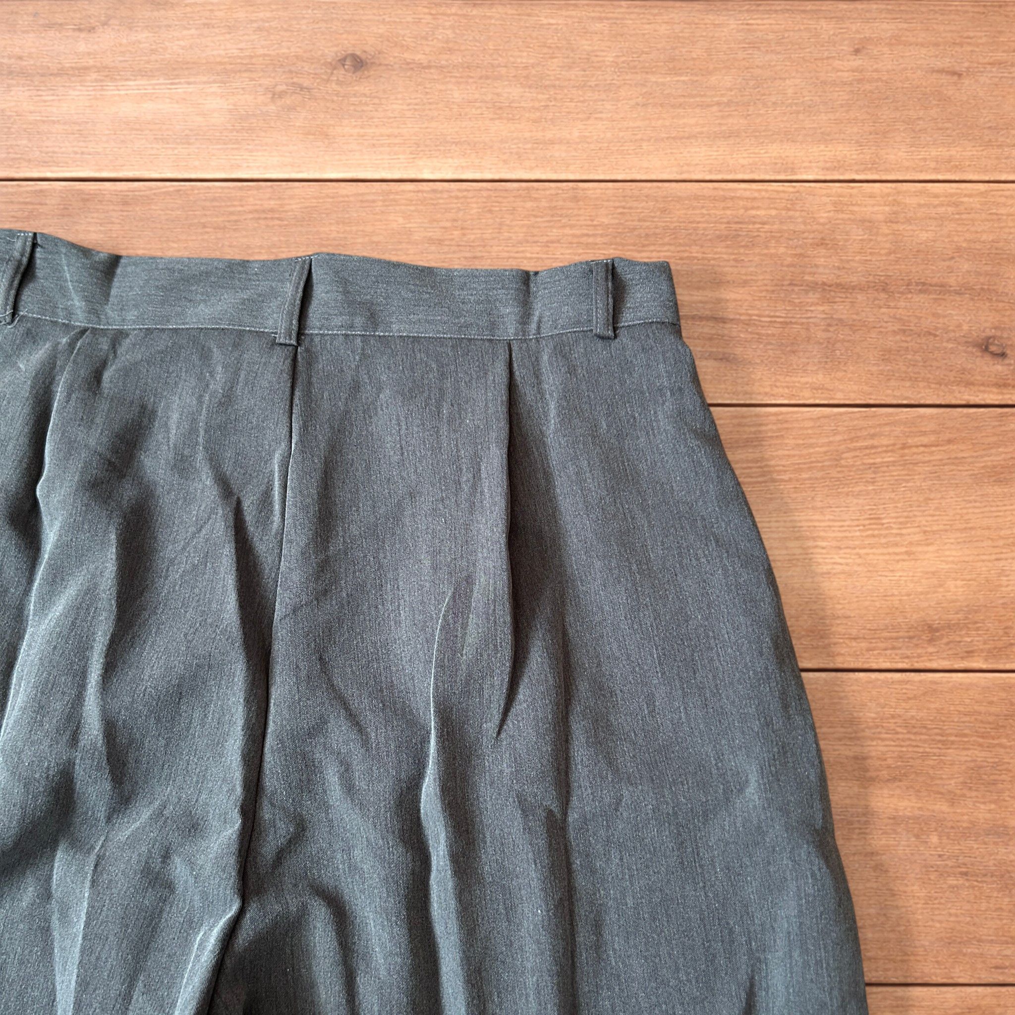 Japanese Brand Vintage style baggy wide leg tailored trousers in mid grey. Size US 34 / EU 50 - 4 Thumbnail