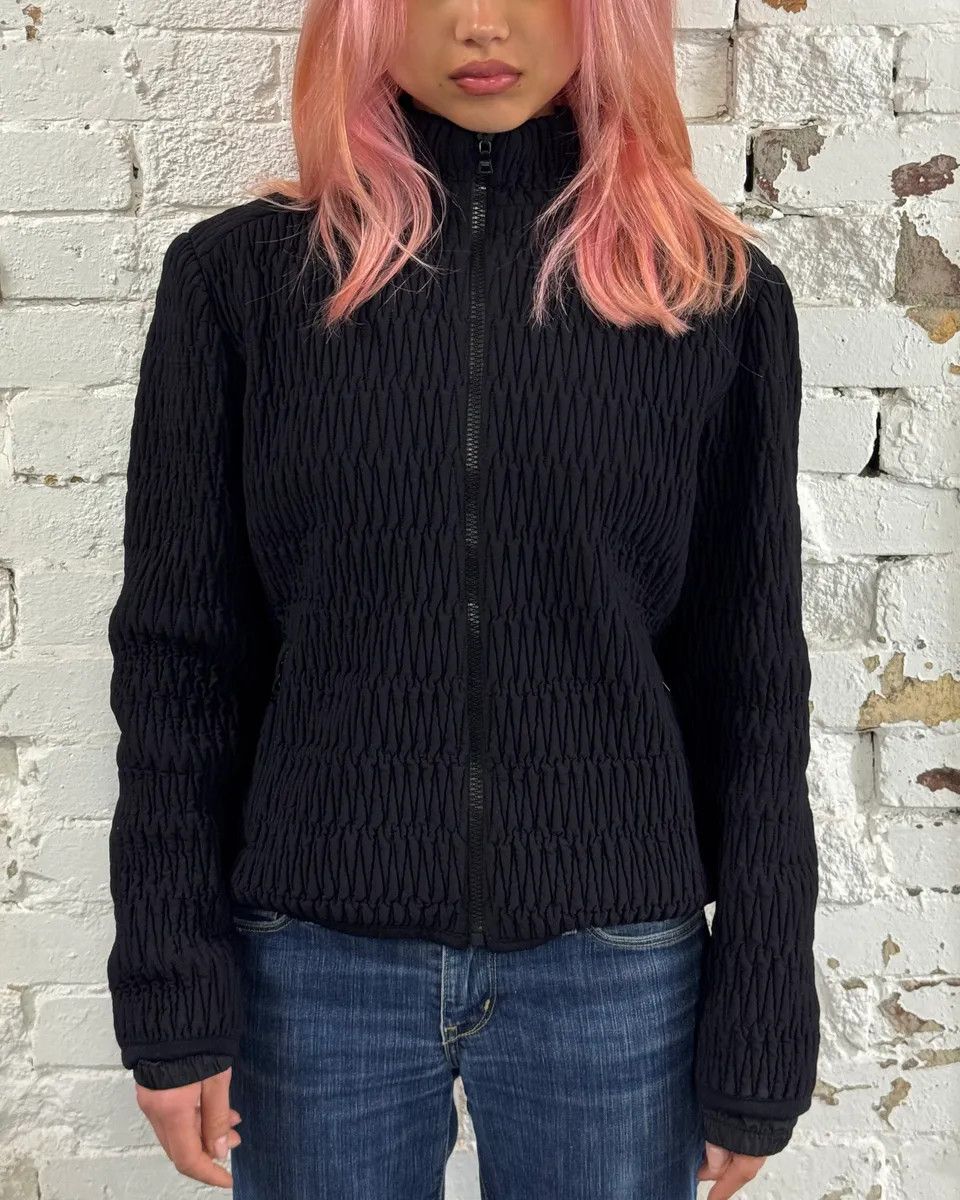 Prada AW2011 Prada Black Pleated Texture Zip-up Jacket Size M / US 6-8 / IT 42-44 - 2 Thumbnail