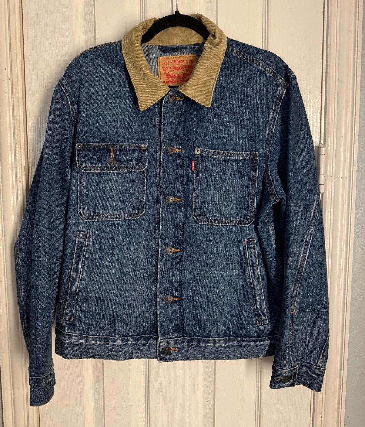 Levi’s Blue Denim S Jacket Brown Corduroy Collar