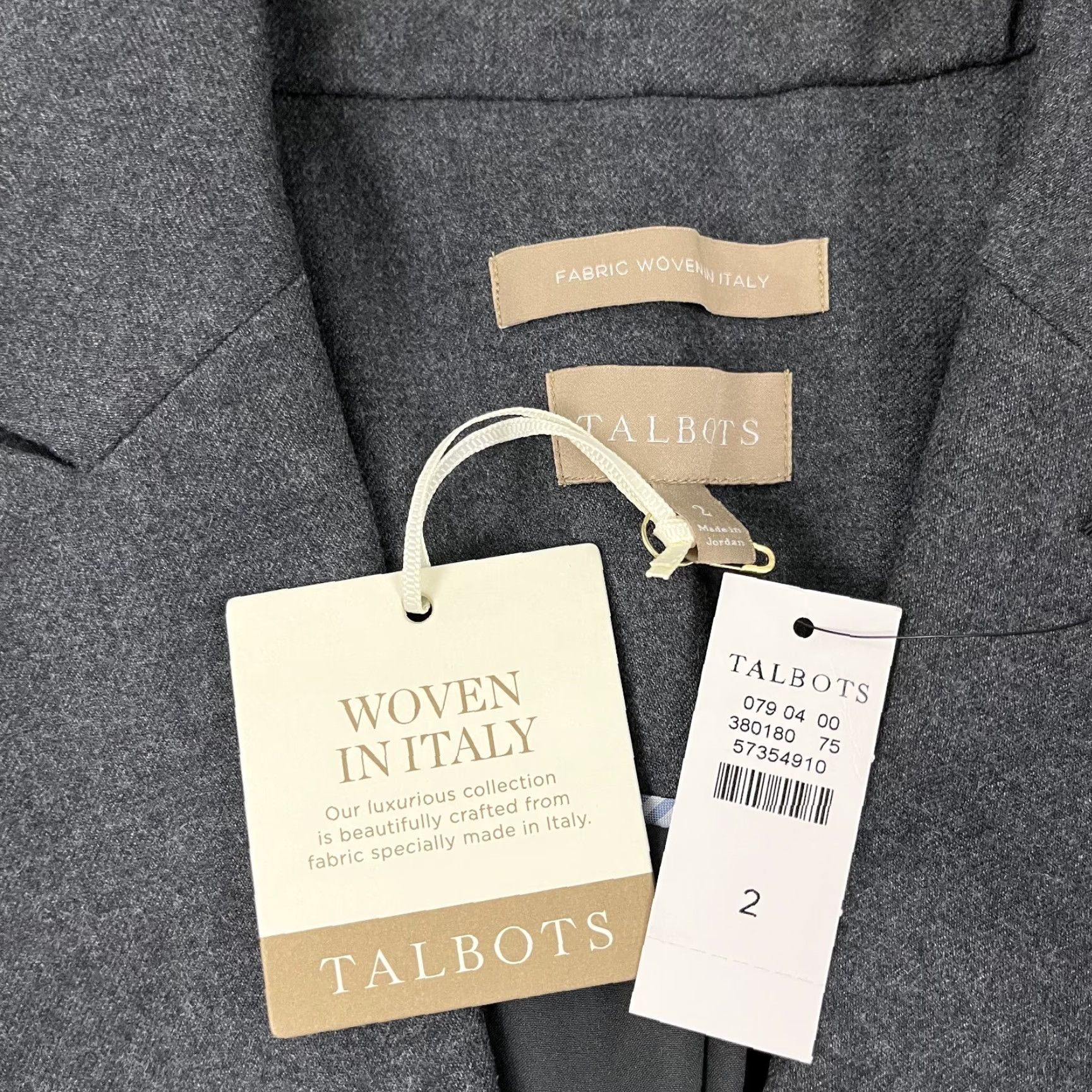 Talbots Talbots Blazer Jacket Womens Size 2 Gray Wool Notched 1-Button Woven Italy NEW Size XS / US 0-2 / IT 36-38 - 2 Thumbnail