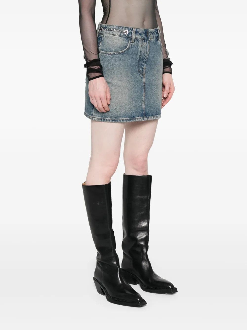 Givenchy o1y0925 Denim Mini Skirt in Blue Size 27" / US 4 / IT 40 - 3 Thumbnail