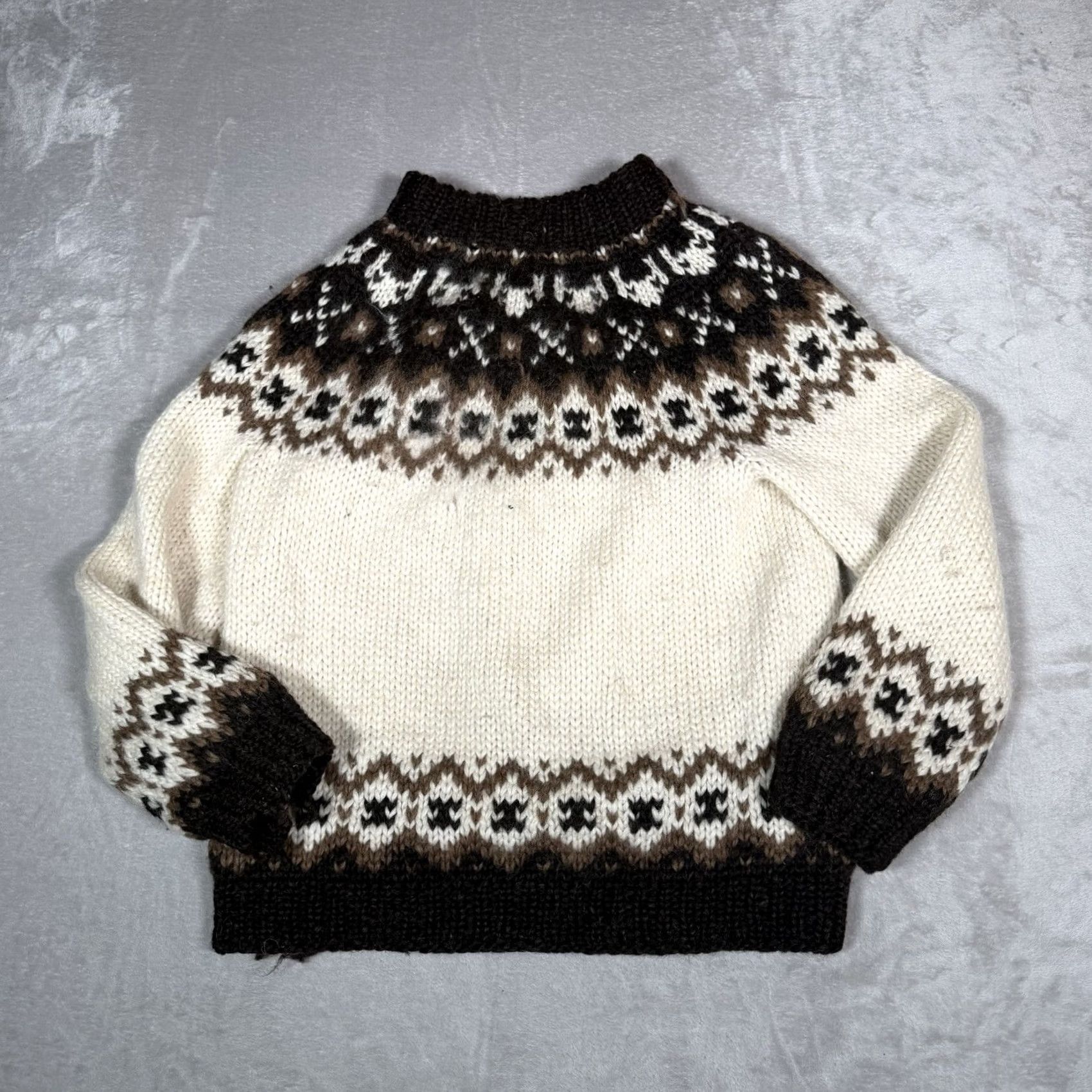 Vintage VINTAGE Hilda Ltd Sweater Mens Medium Beige Fair Isle Pattern Pure Wool Jumper Size US M / EU 48-50 / 2 - 2 Thumbnail