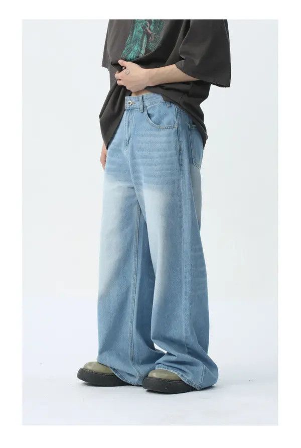 Japanese Brand Kino Japanese retro simple light blue wide-leg jeans Size US 32 / EU 48 - 5 Thumbnail
