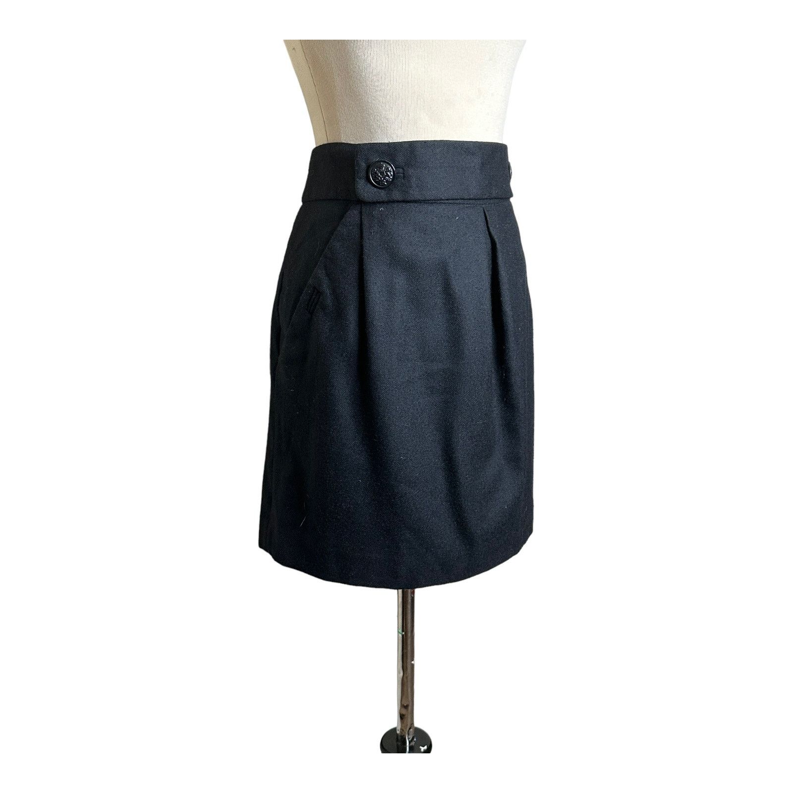 Banana Republic Banana Republic black wool front pleat mini skirt size 8 Size 30" / US 8 / IT 44 - 6 Thumbnail