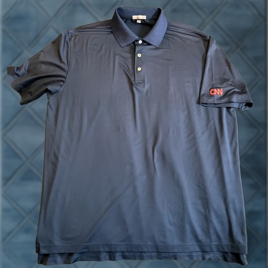 Peter Millar RARE Peter Millar Summer Comfort Embroidered CNN Logo Golf Polo XL Blue Mens Size US XL / EU 56 / 4 - 1 Thumbnail