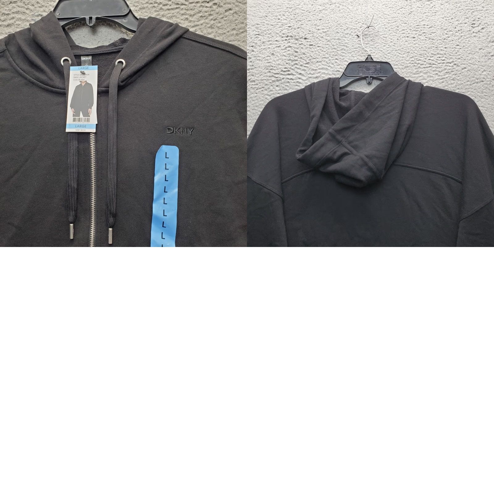 DKNY DKNY Womens Jacket Black Cropped Long Sleeve Hooded Full Zip - Size L Size L / US 10 / IT 46 - 8 Thumbnail