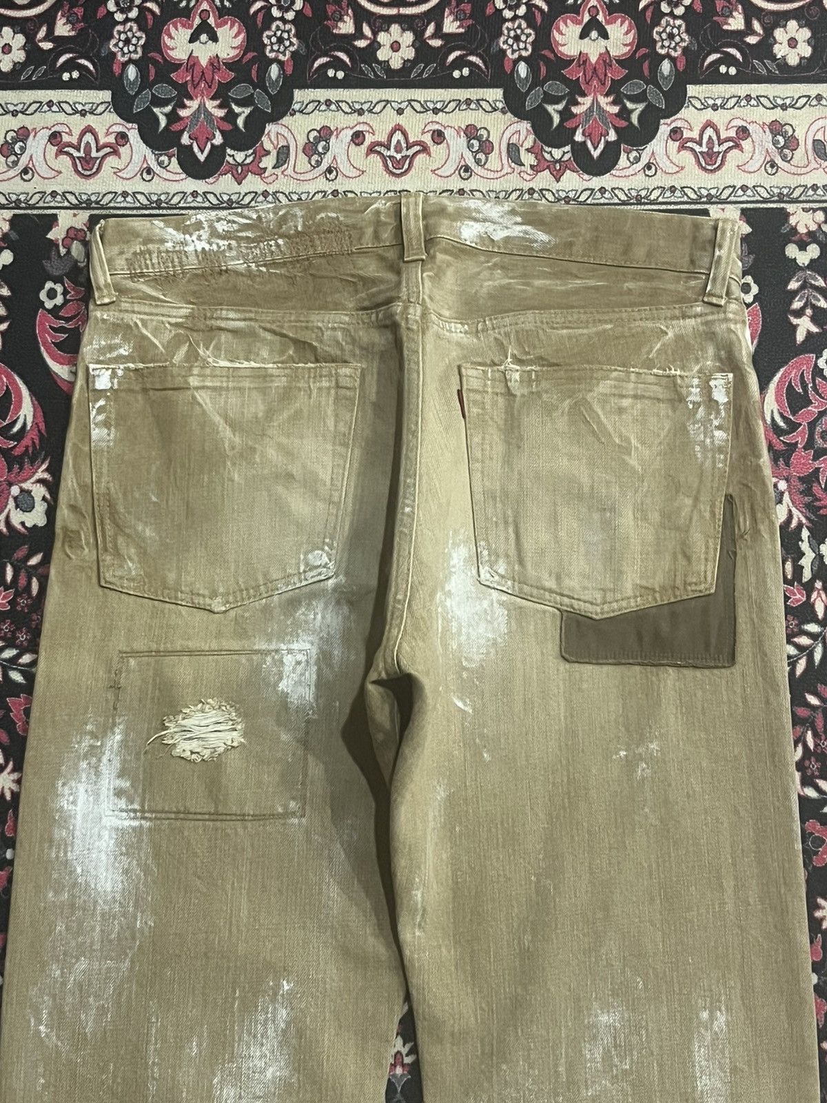 Kapital Eternal Bitchu Kurasaki Brown Paint Splattered Patches Jeans Size US 32 / EU 48 - 9 Thumbnail