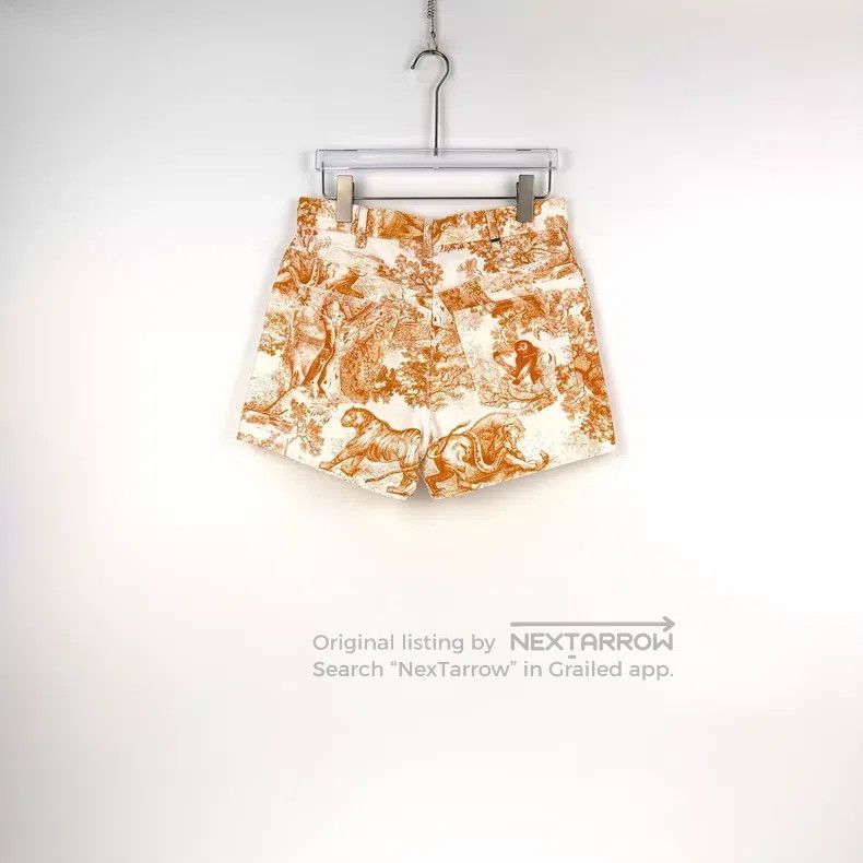 Dior Dior White and orange jungle animal denim cotton shorts Size 42" / US 20 - 4 Thumbnail