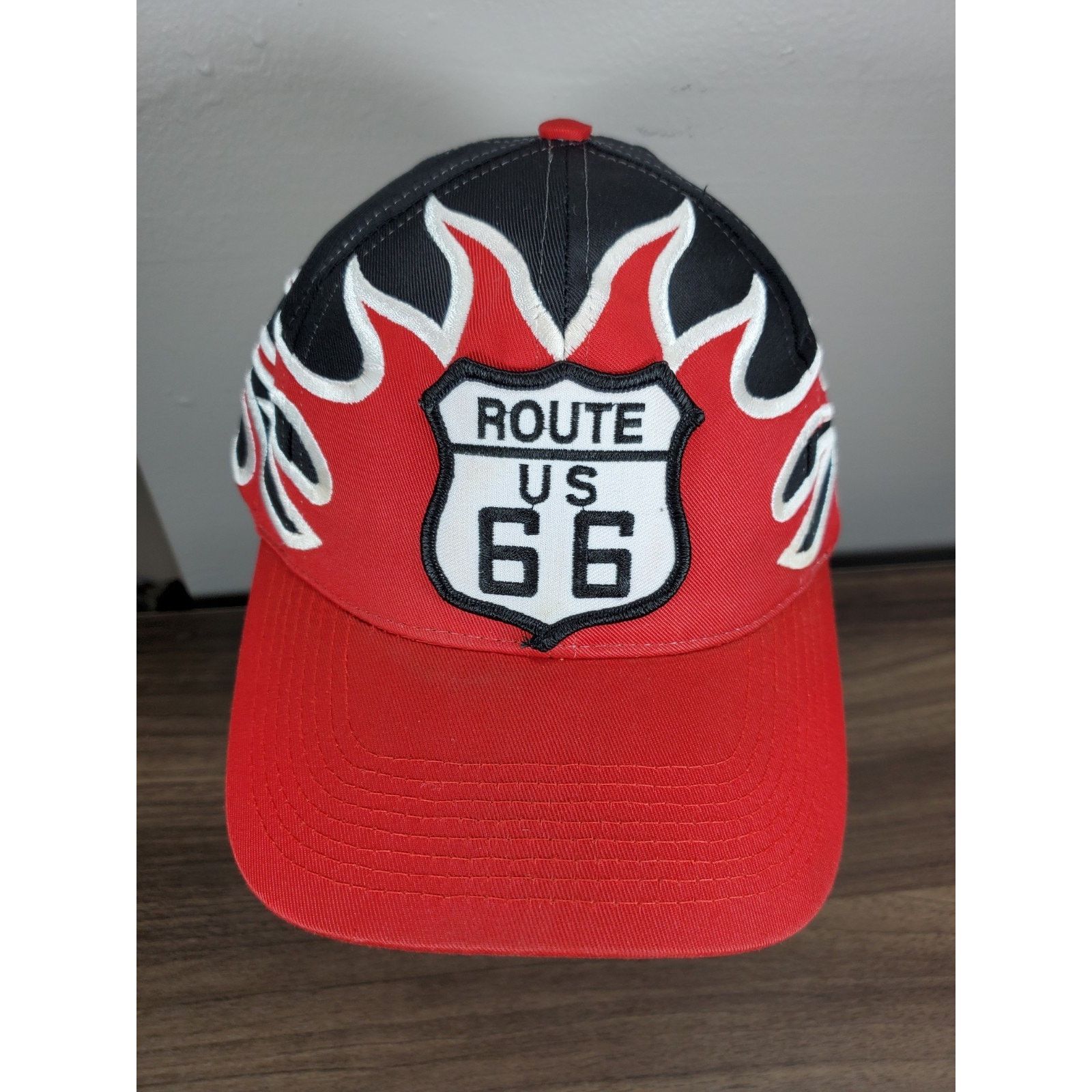 Vintage Vintage Route 66 Flame Hat Adjustable Snapback Cap Fire Size ONE SIZE - 2 Thumbnail