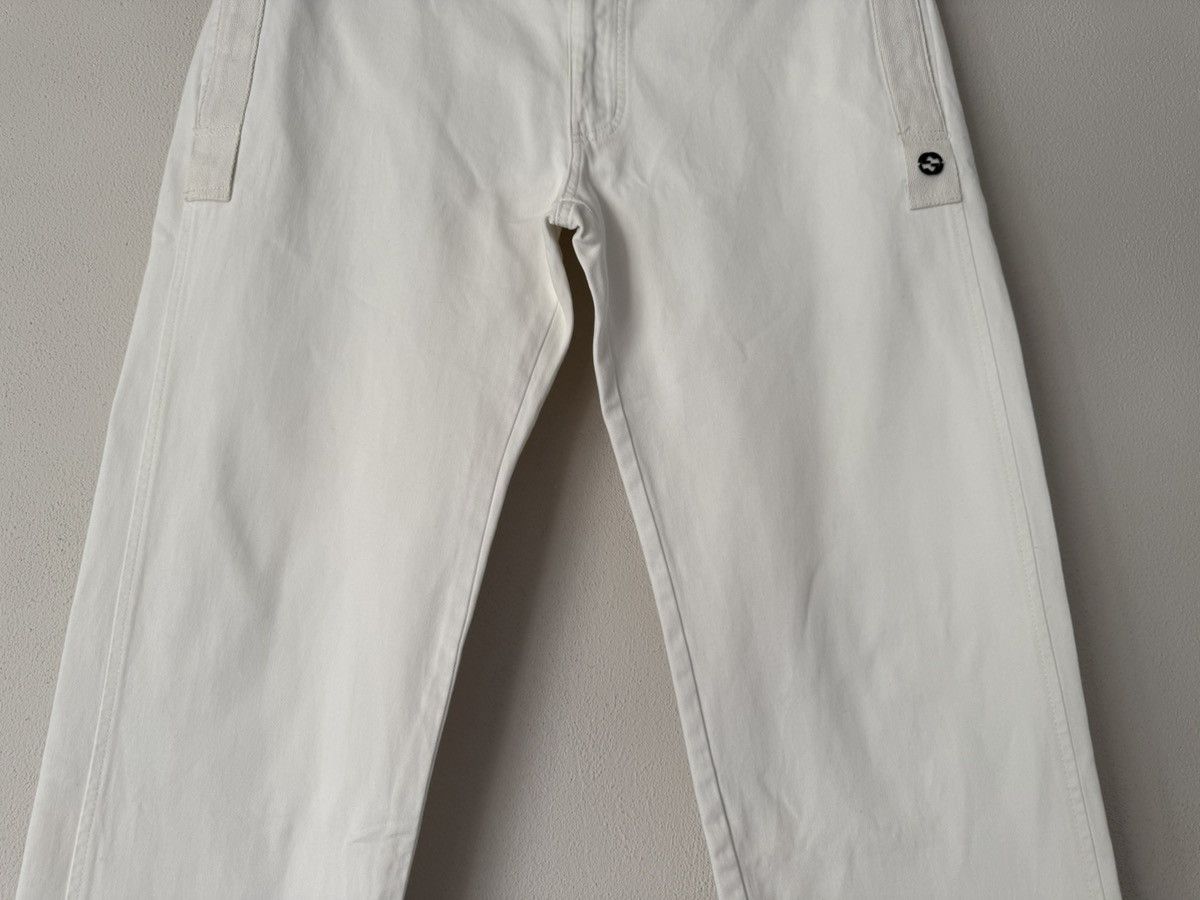 Gucci White Cotton Pants with GG Logo Detail Size US 34 / EU 50 - 3 Thumbnail