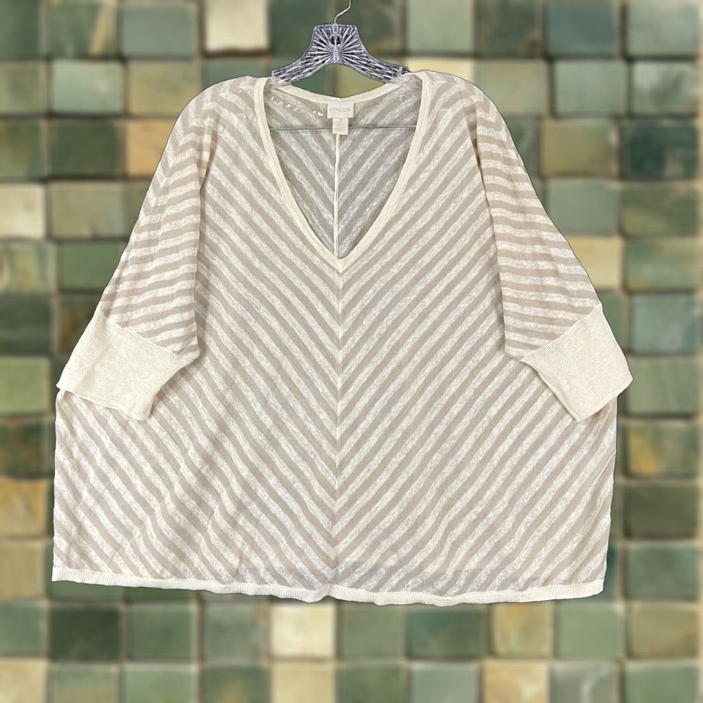 Vintage VINTAGE Chico's Striped Blouse Beige Regular Size 2 Womens Size XS / US 0-2 / IT 36-38 - 1 Thumbnail