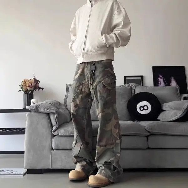 VIBE Camo Cargo Wide Stacked Flare Pants Size US 30 / EU 46 - 3 Thumbnail