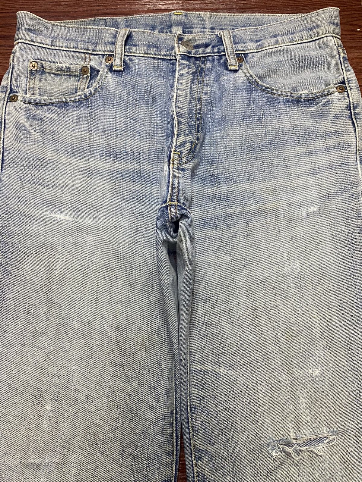 Japanese Brand Vintage Uniqlo Faded Wash Distressed Flare Style Jeans Size US 32 / EU 48 - 3 Thumbnail