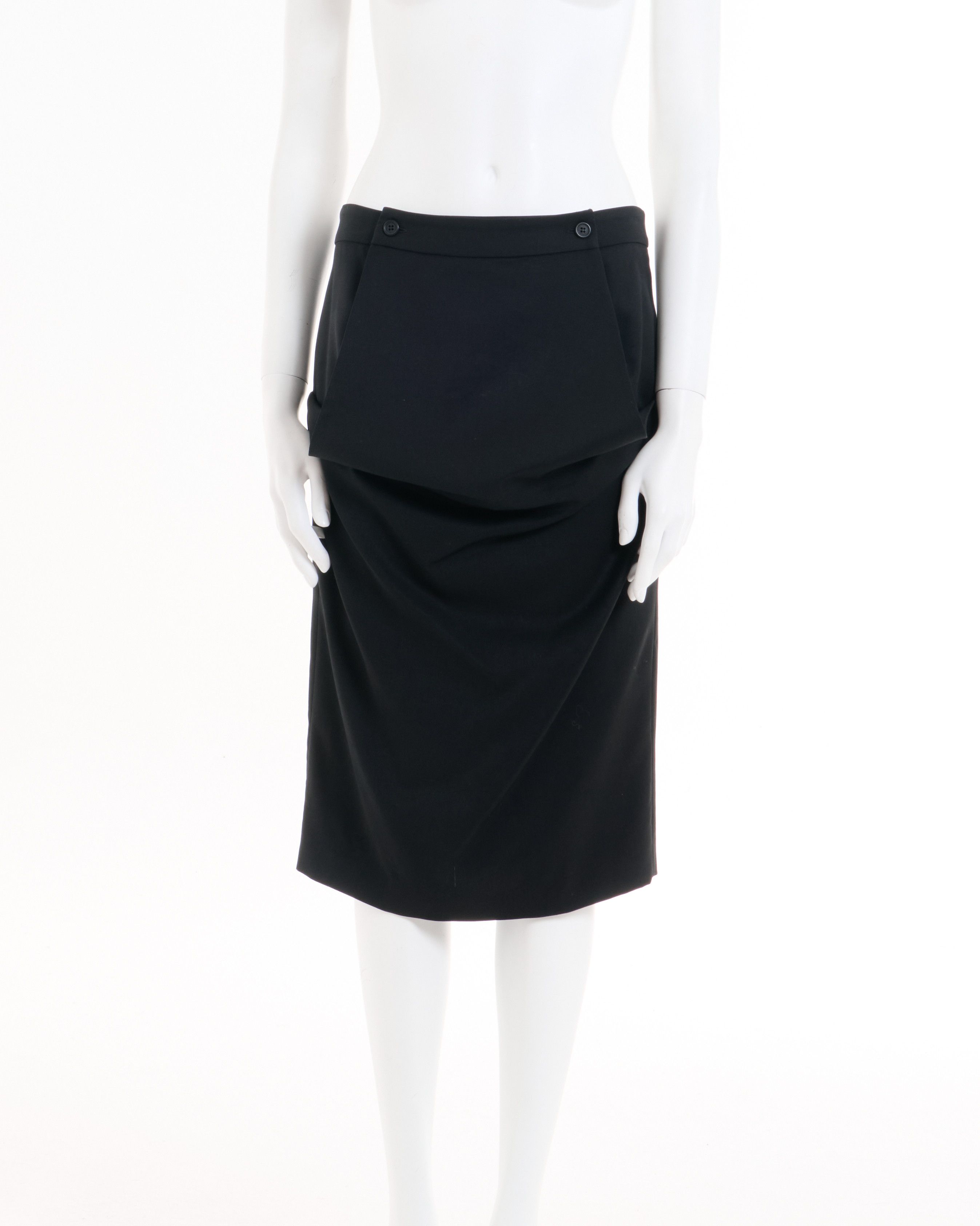 Alexander McQueen F/W 2001 Black paneled wool skirt Size 30" / US 8 / IT 44 - 1 Thumbnail