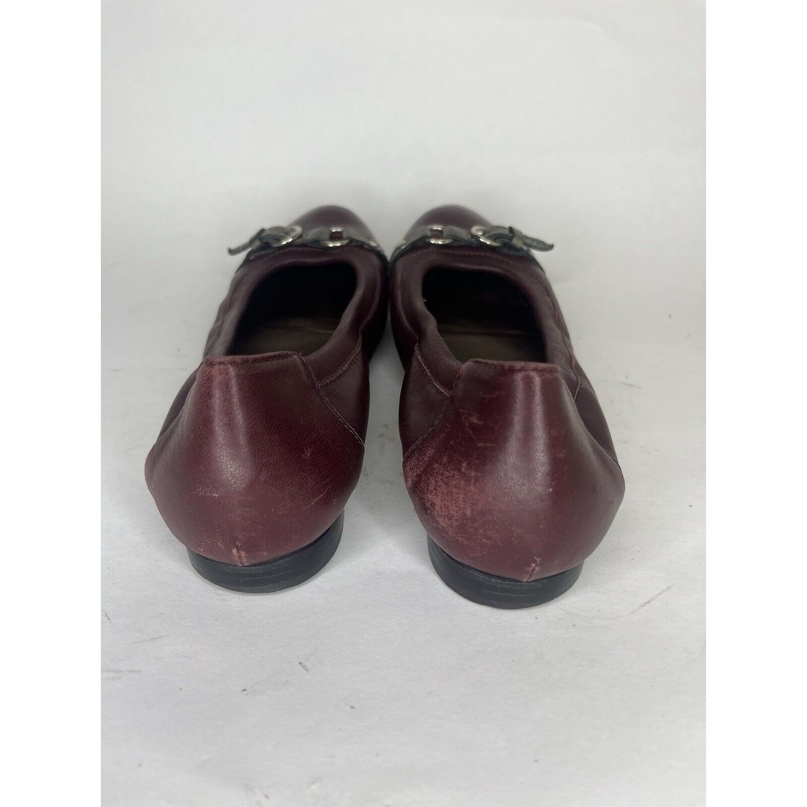 Other AGL Burgundy Leather Cap Toe Buckle Ballet Flats Shoes Women Size US 6.5 / IT 36.5 - 4 Thumbnail