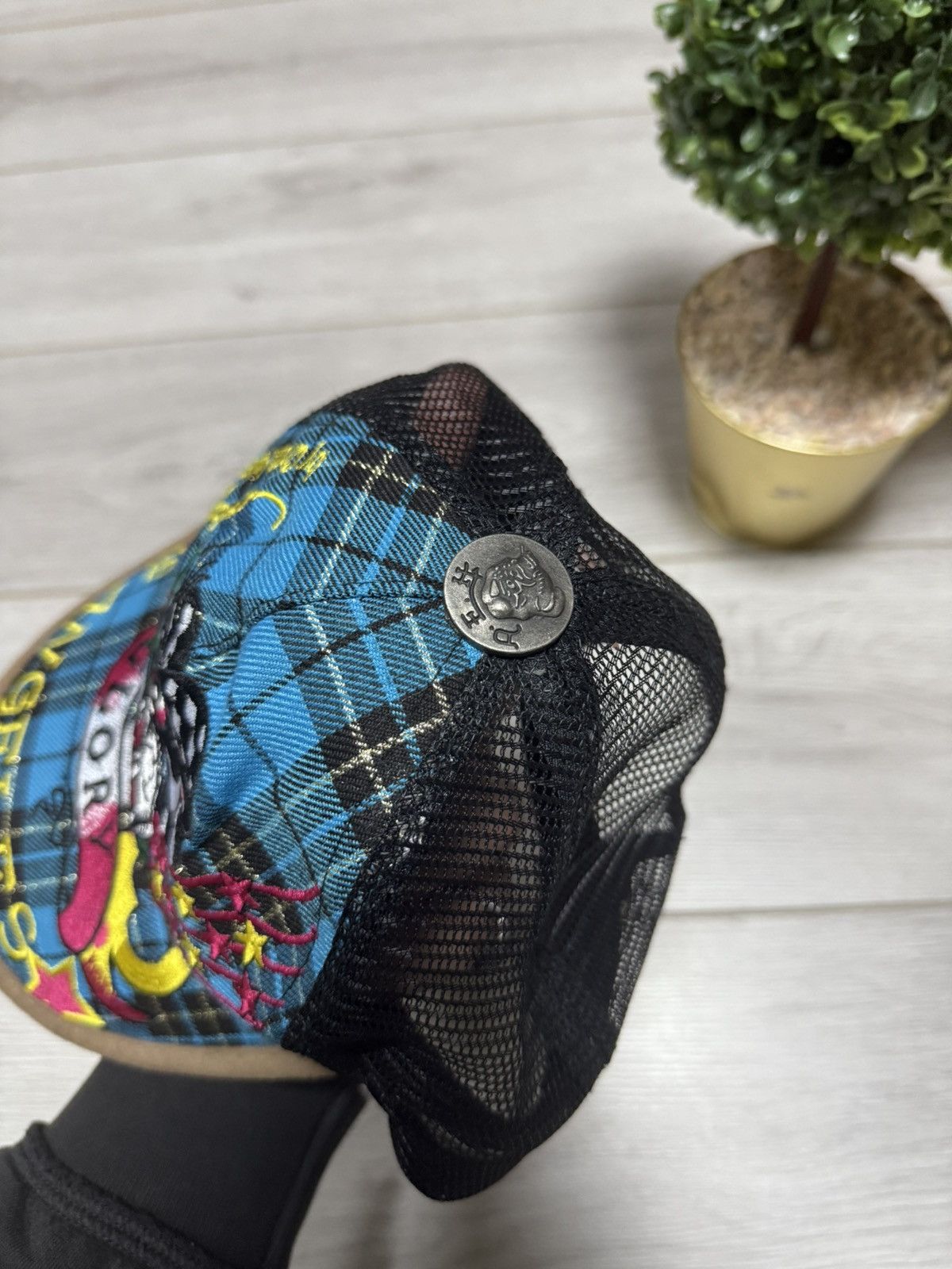 Ed Hardy Ed Hardy check panther skull stars cap hat Size ONE SIZE - 3 Thumbnail