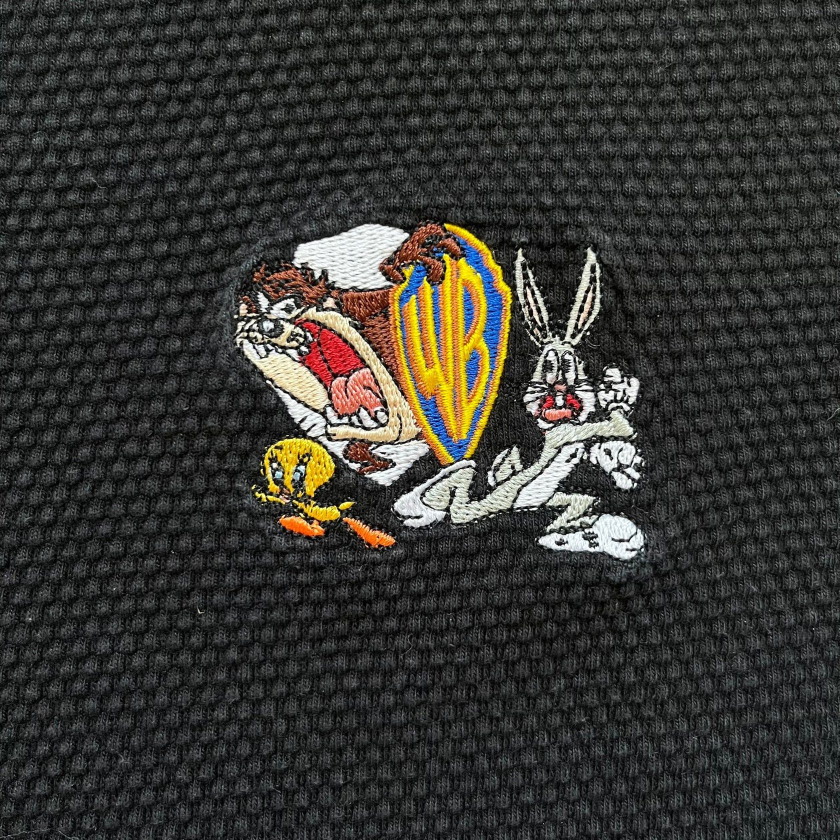 Warner Bros Warner Bros 1999 Waffle Knit Black Polo Size US XS / EU 42 / 0 - 2 Thumbnail