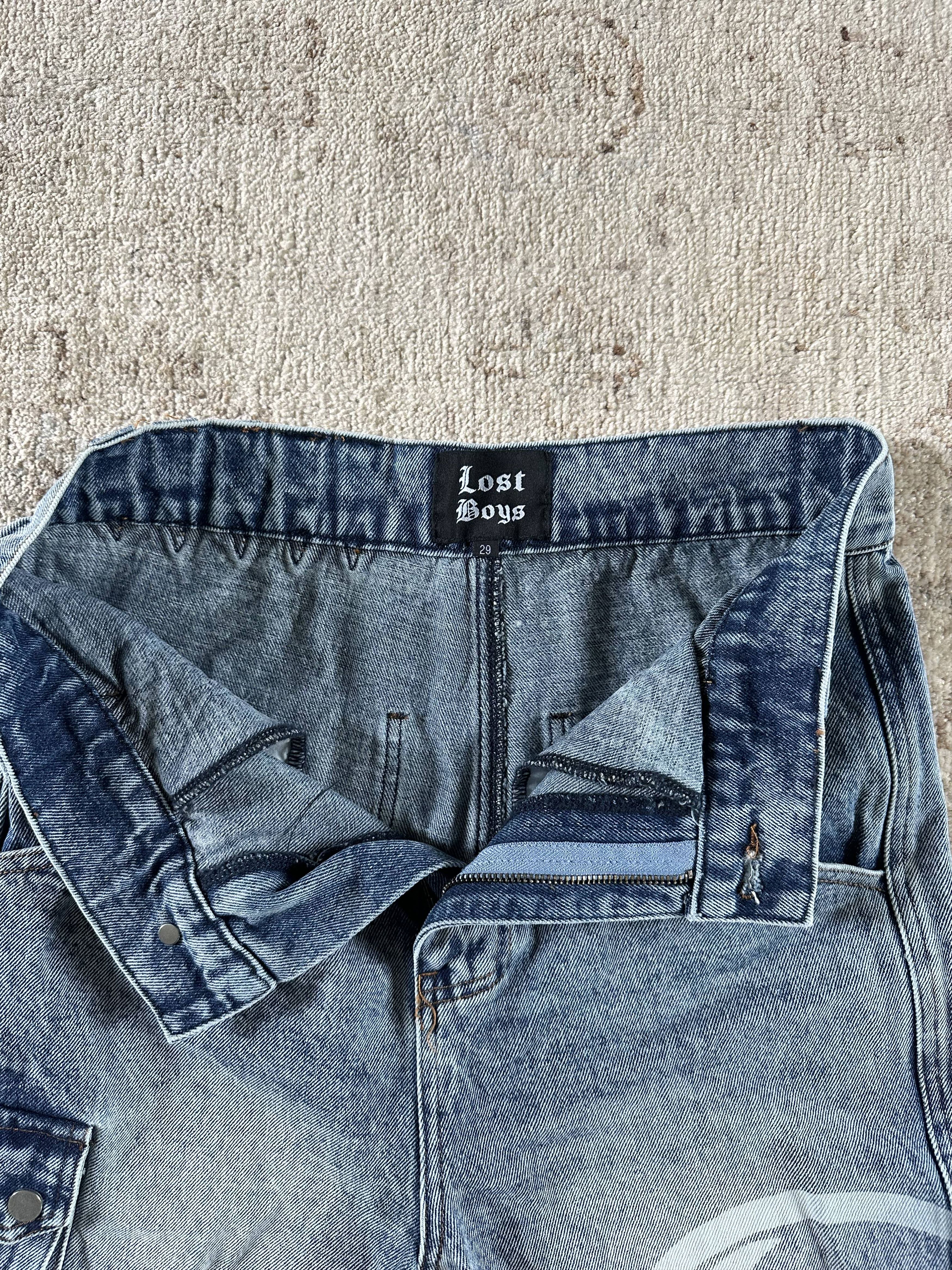 Lost Boys Archives Lost Boys Denim Jorts – Graphic Cargo Style Size 29" - 6 Thumbnail