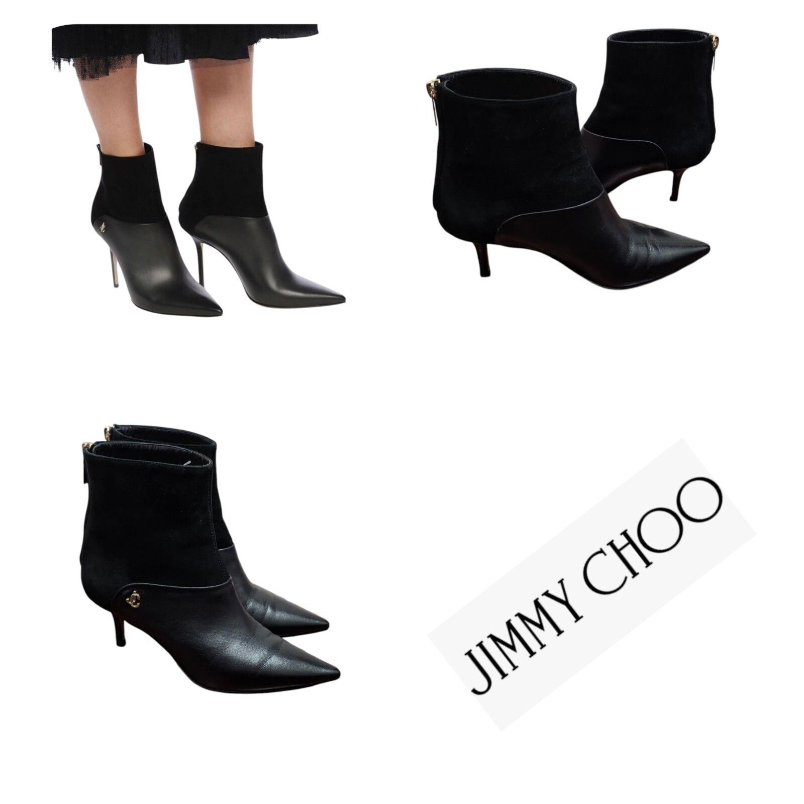 Jimmy Choo Jimmy Choo Black Suede/Leather Ankle Booties Women's Size US 4.5 / IT 34.5 - 1 Thumbnail