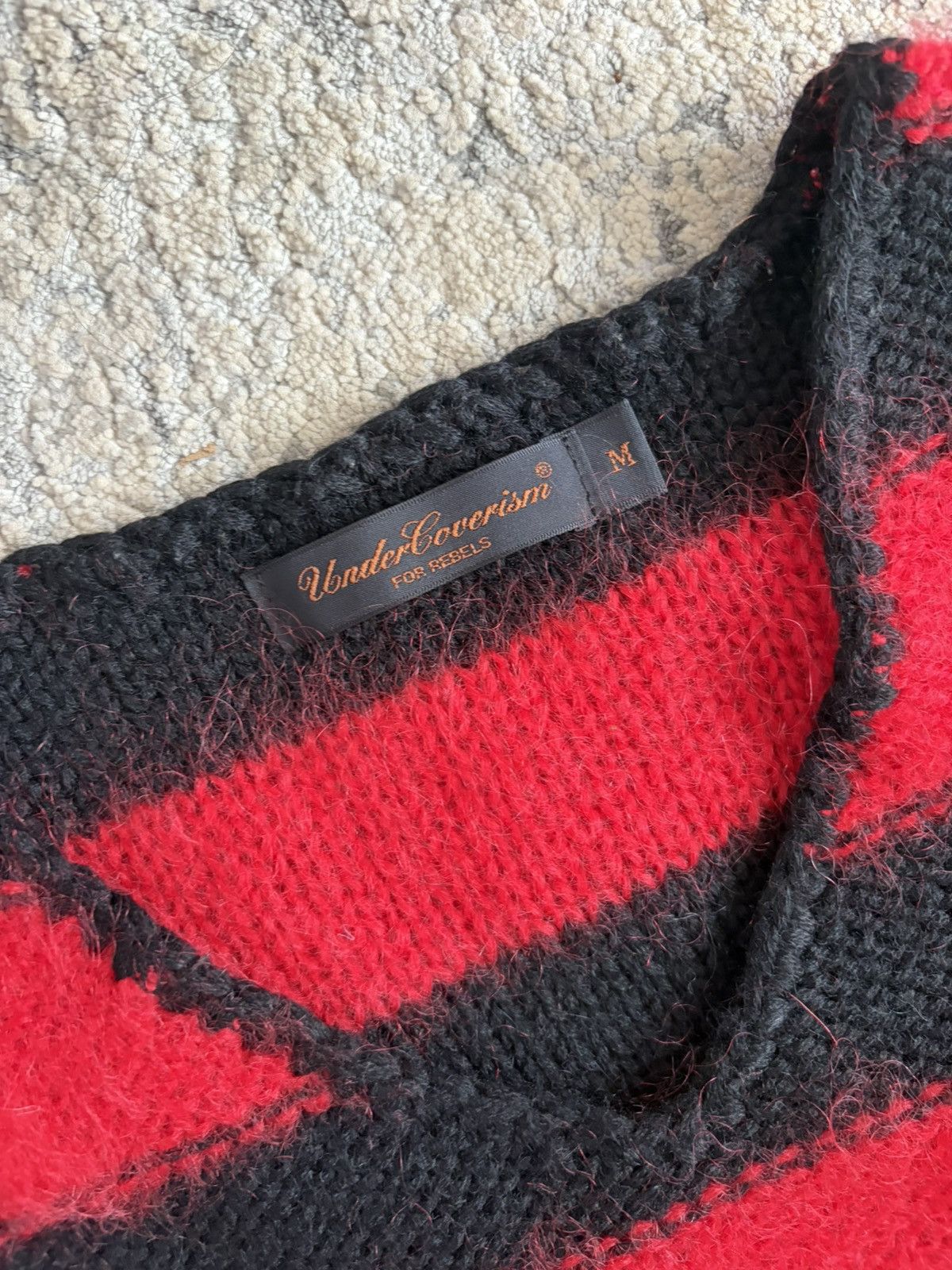Undercover AW03 Paper Doll Red Black Striped Mohair Knit Size US M / EU 48-50 / 2 - 2 Thumbnail