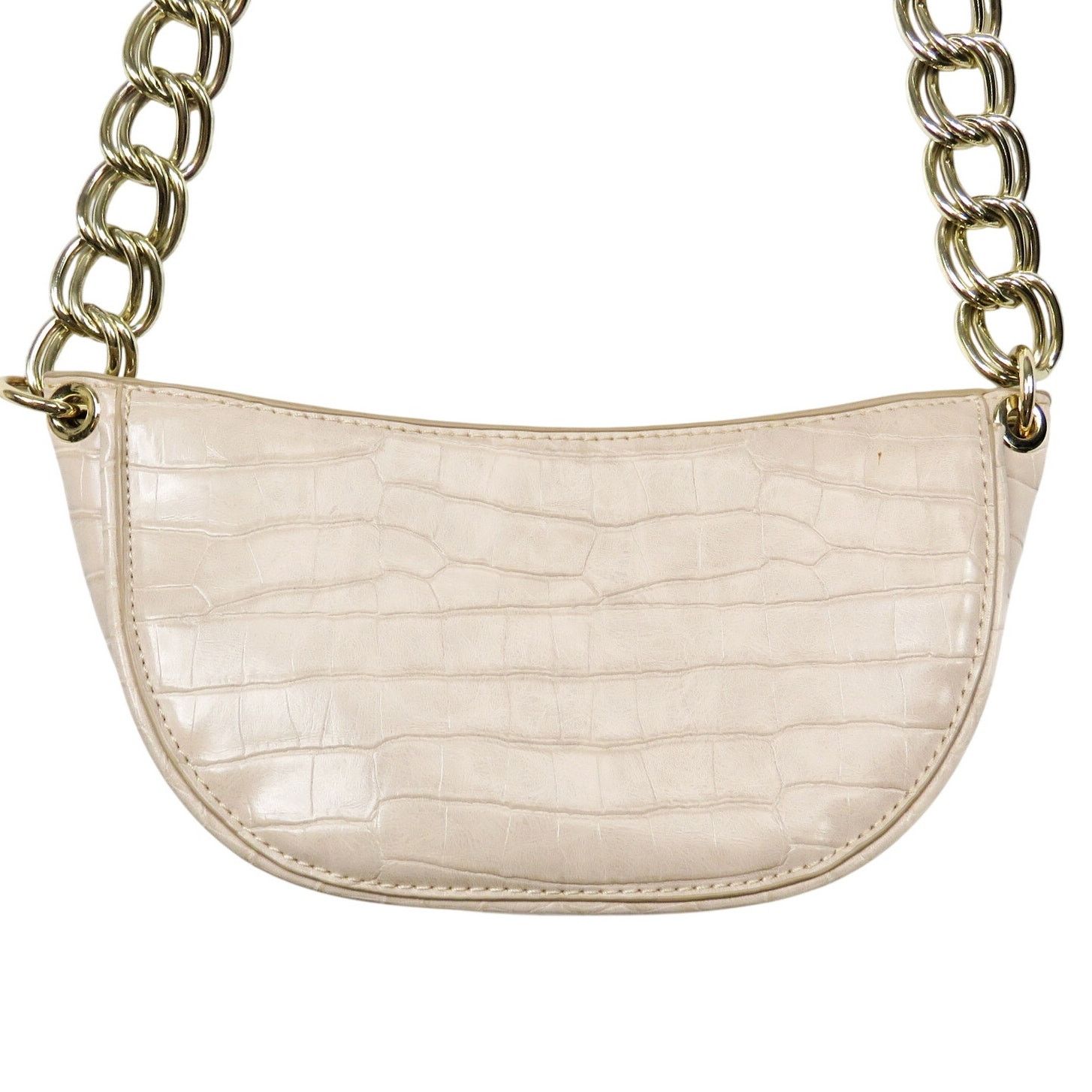 Zara Zara Cream Croc Leather Shoulder Bag Gold Chain Baguette Bag Size ONE SIZE - 3 Thumbnail