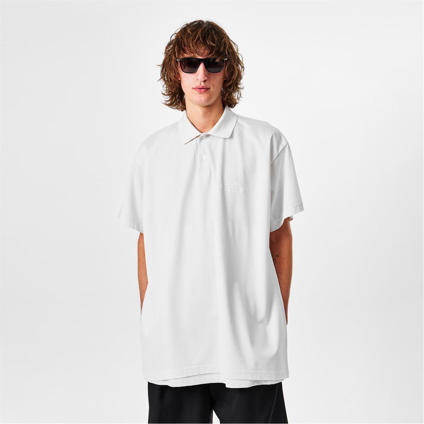 Balenciaga o1g2r1mq0226 Stripe Rugby Polo Shirt In Dirty White Size US L / EU 52-54 / 3 - 2 Thumbnail