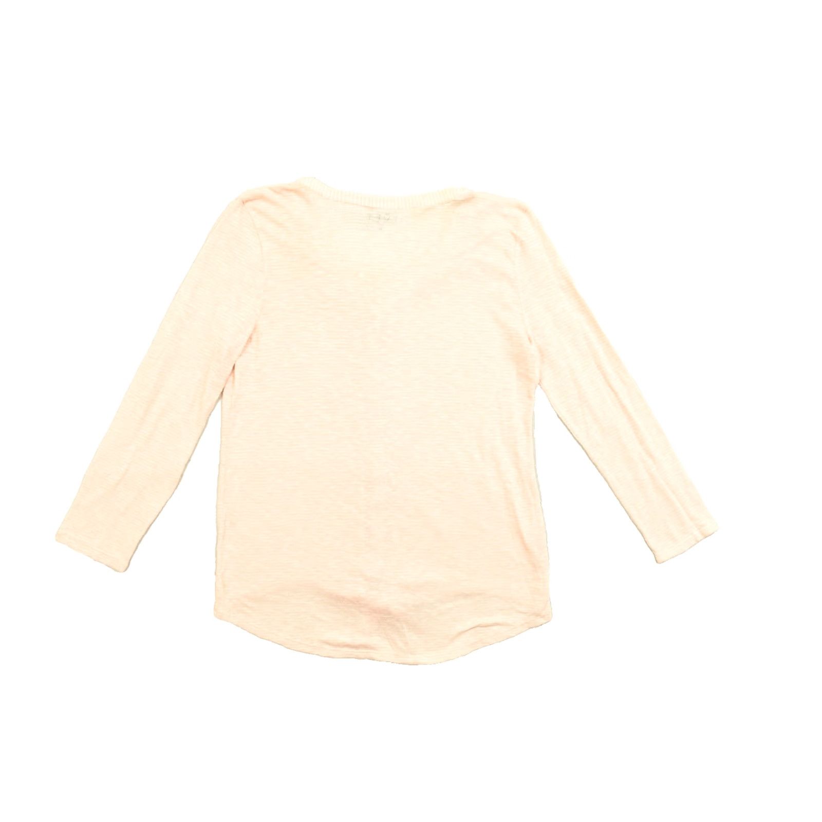 Loft LOFT Women's M Peach Striped Long Sleeve V-Neck Button Down Tie Front Top Blouse Shirt Womens Regular Pink Size M / US 6-8 / IT 42-44 - 2 Thumbnail