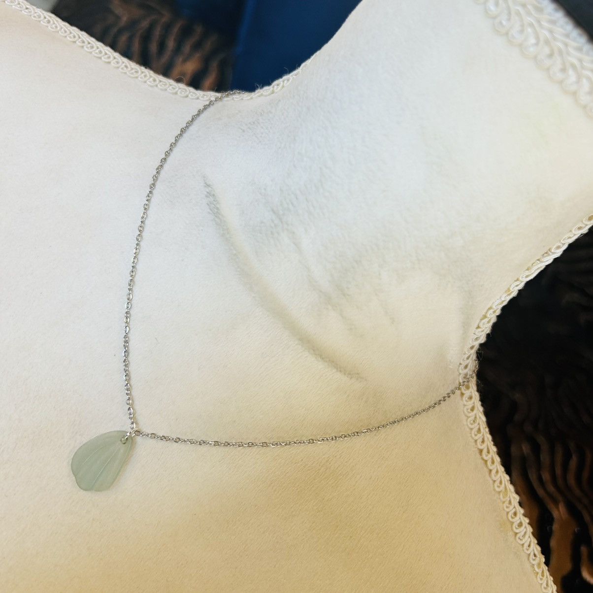 Handmade Handcrafted simulated sea glass pendant on chain necklace Size ONE SIZE - 2 Thumbnail