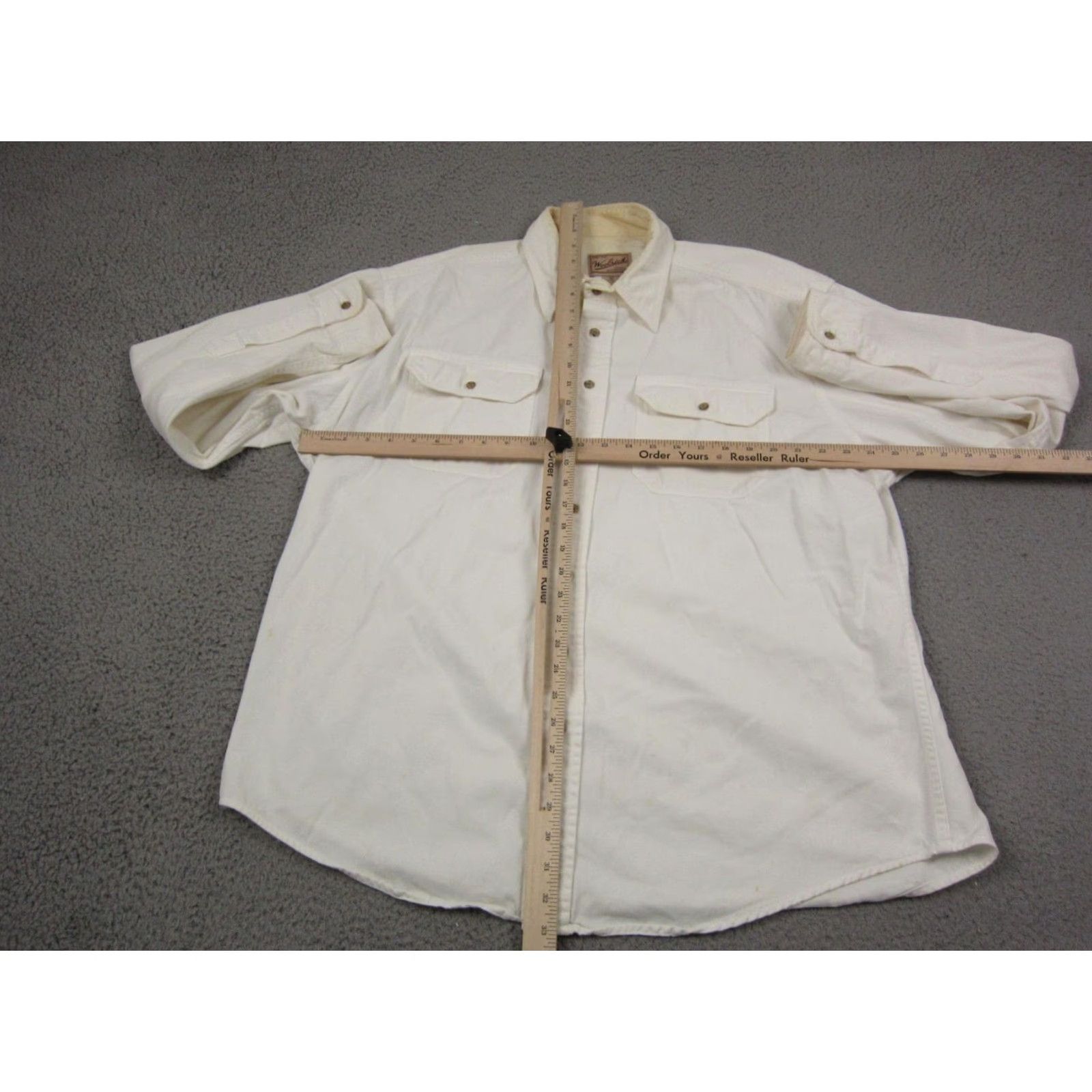 Vintage VINTAGE Woolrich Shirt Men XL Creme Ivory Canvas Button-Up Long Sleeve Collared Western Outdoor Pockets All Seasons Fall Winter Spring Mens Size US XL / EU 56 / 4 - 6 Thumbnail