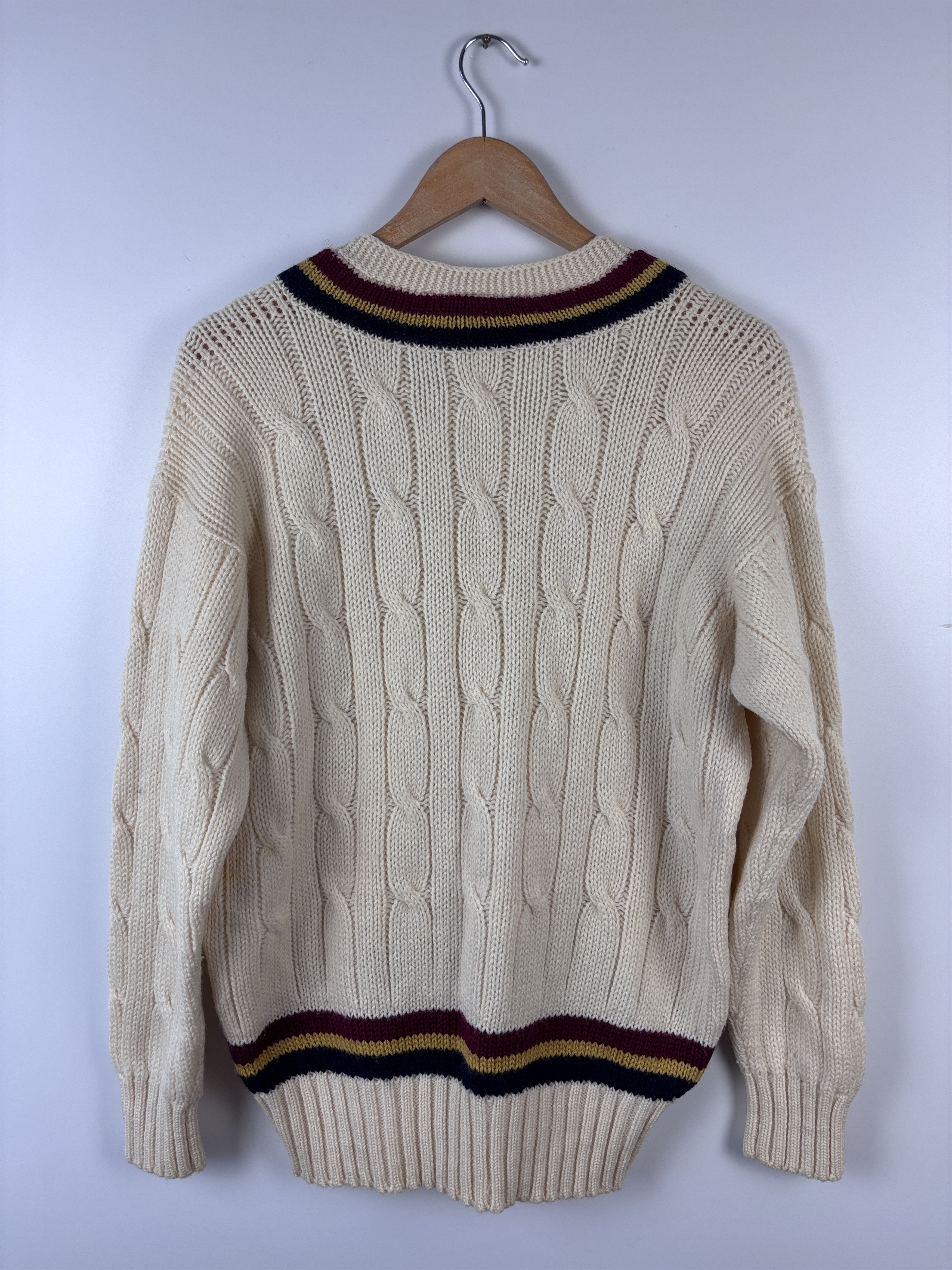Vintage KF Knitwear Hand Framed Tennis Cricket Sweater Cable-Knit Size US M / EU 48-50 / 2 - 7 Thumbnail