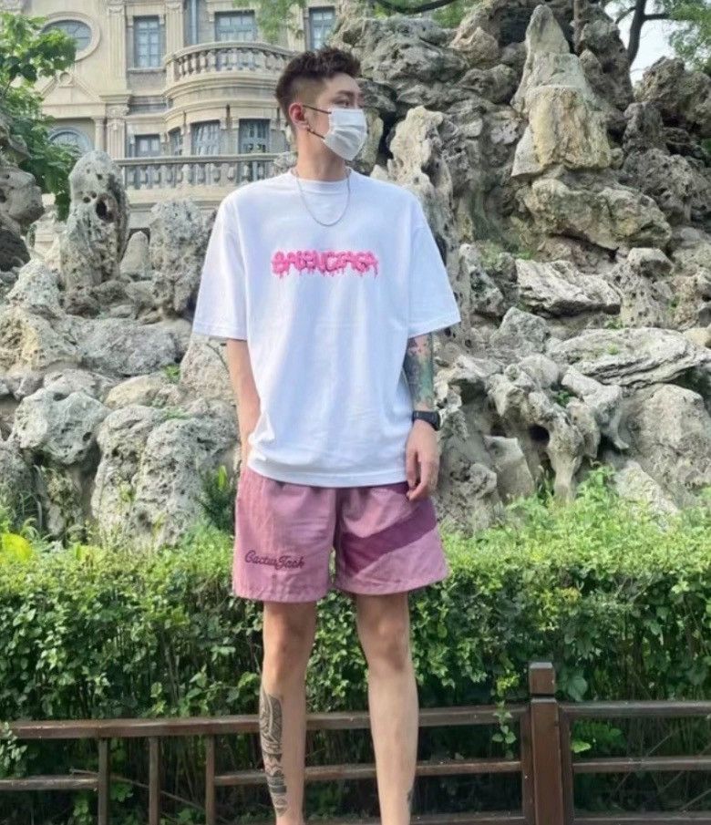 Balenciaga Balenciaga Jelly Dissolved Logo Printed Round Neck White Cot Size US S / EU 44-46 / 1 - 8 Thumbnail
