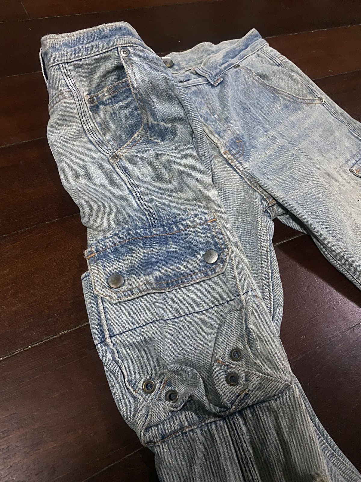 Japanese Brand FIRE 🔥 CUBE SUGAR CARGO MULTI POCKETS FLARE JEANS Size US 34 / EU 50 - 9 Thumbnail