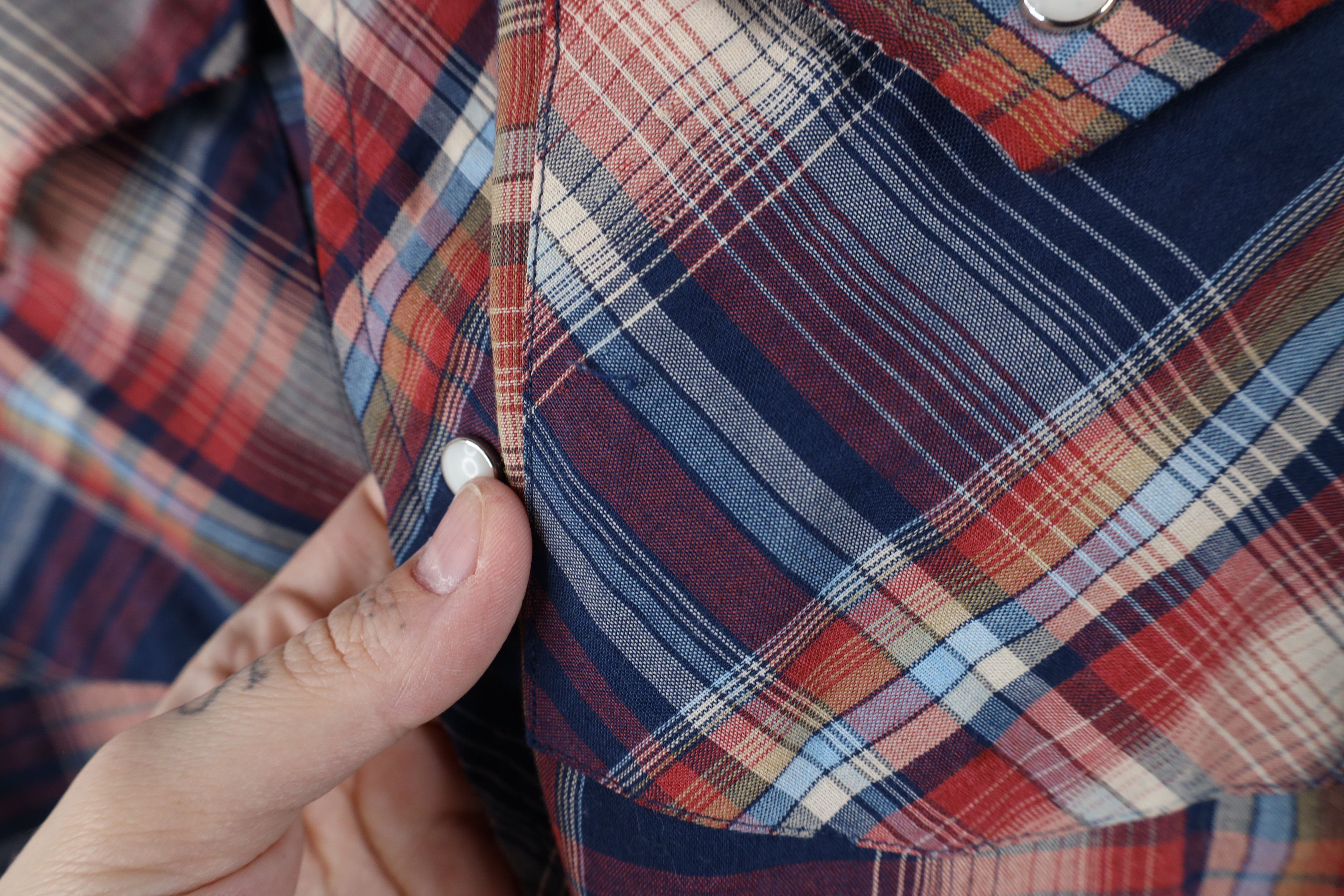 Vintage × Wrangler Vintage 70s Wrangler Western Pearl Snap Button Shirt Plaid Size US L / EU 52-54 / 3 - 12 Thumbnail