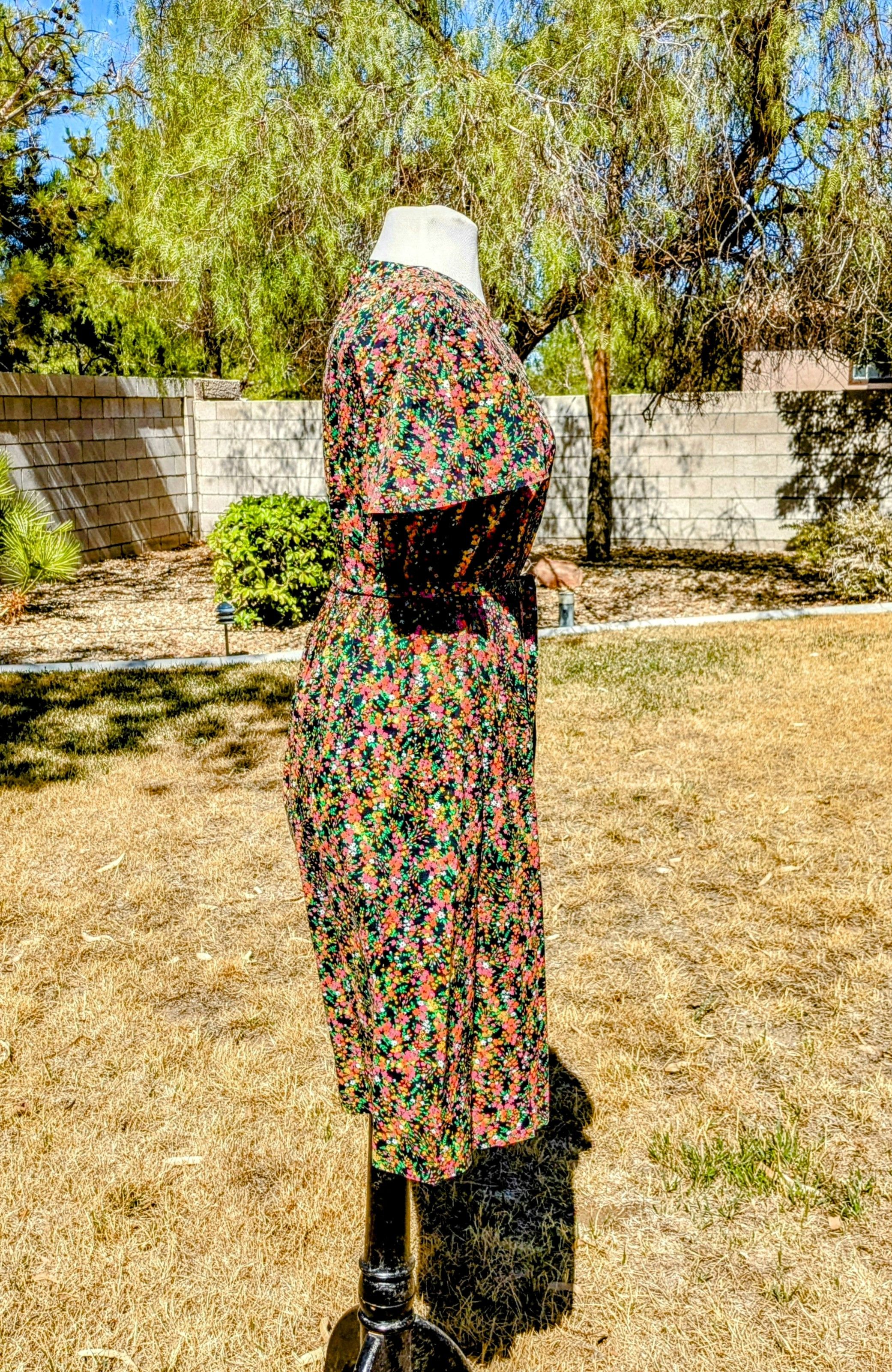 Other 1980s Floral VTG Pour Toi Blouson Fit&Flare Petite Dress EUC Size S / US 4 / IT 40 - 3 Thumbnail