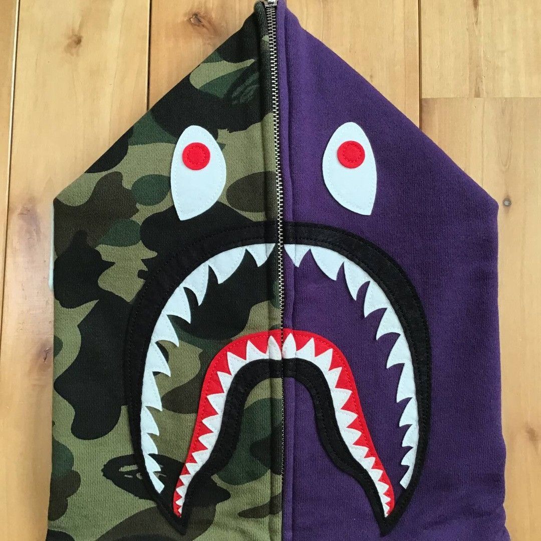 Bape BAPE camo × purple shark full zip hoodie a bathing ape Size US XL / EU 56 / 4 - 3 Thumbnail