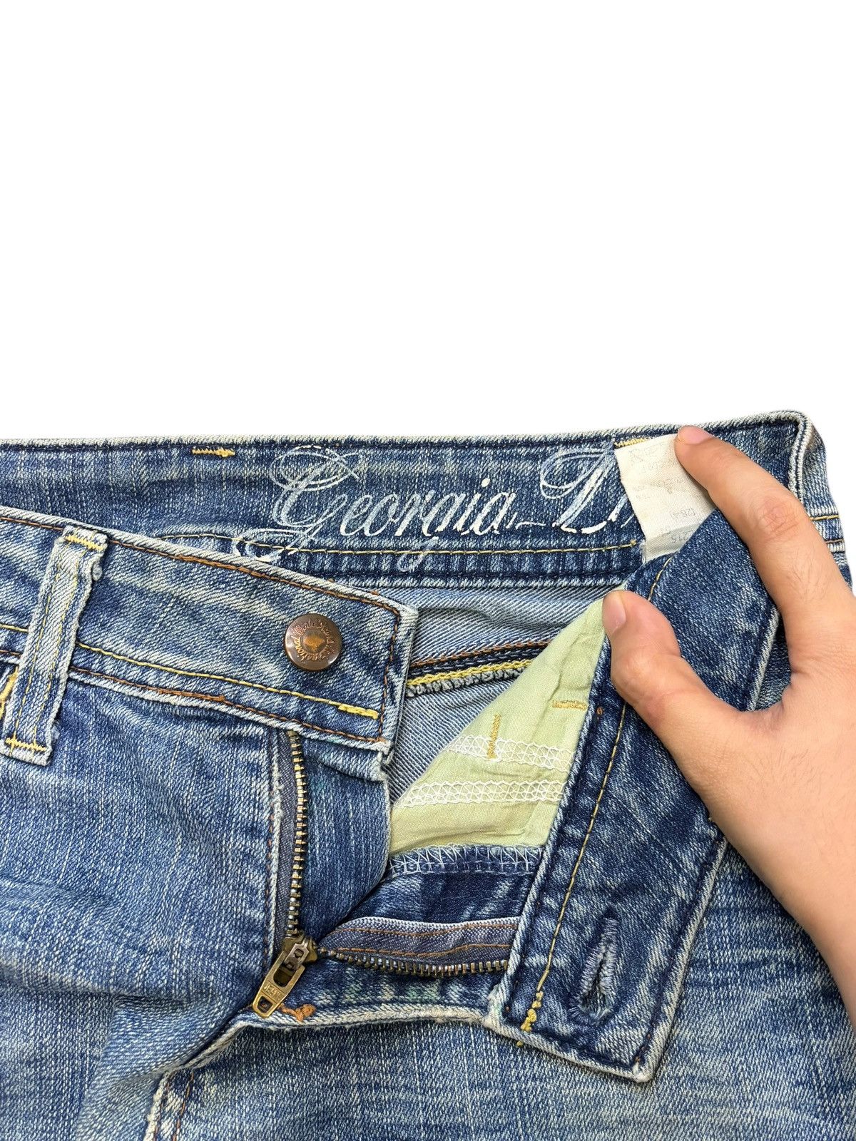 Wrangler Vintage Japanese Brand Mud Wash Distress Flare Jeans Size 27" / US 4 / IT 40 - 5 Thumbnail